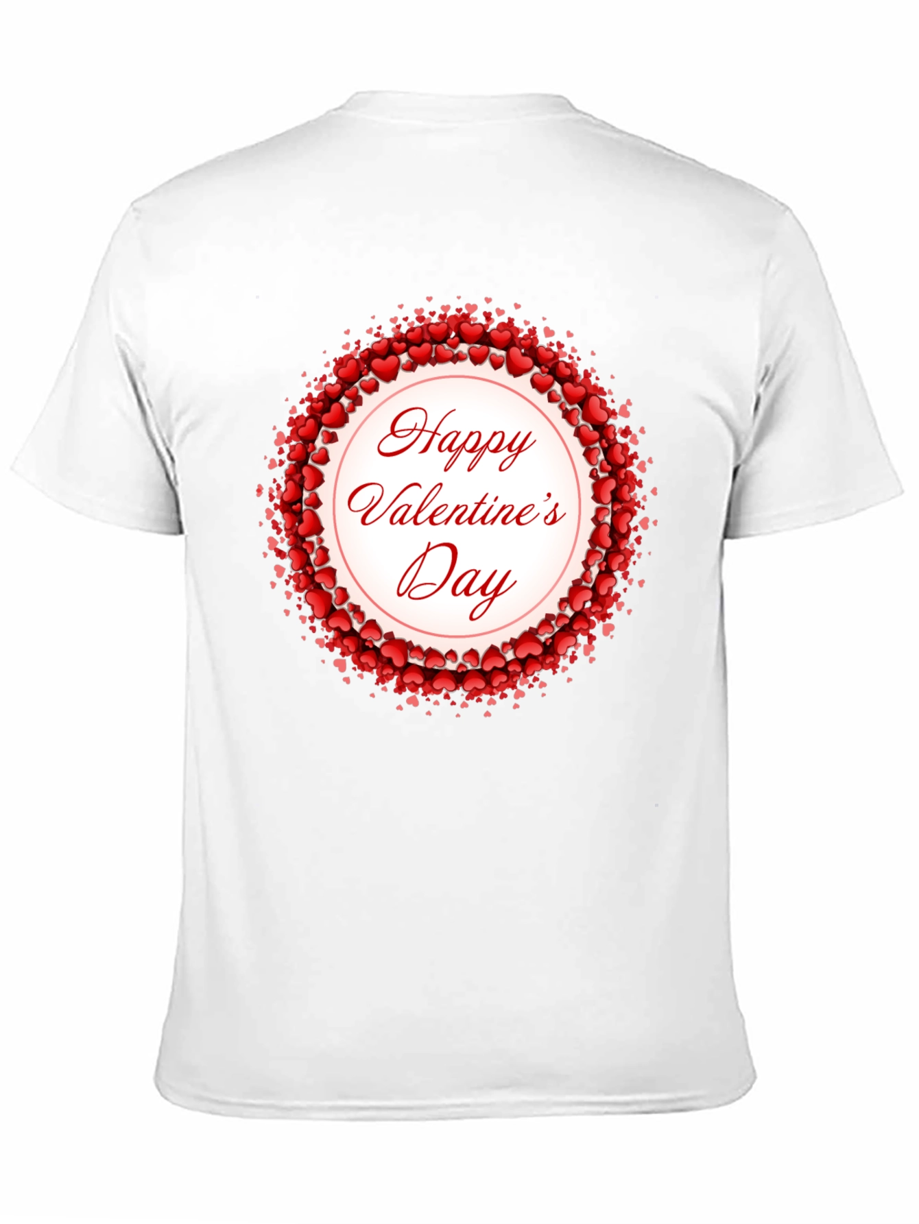 Happy Valentines Day Heart Wreath Black T-Shirt