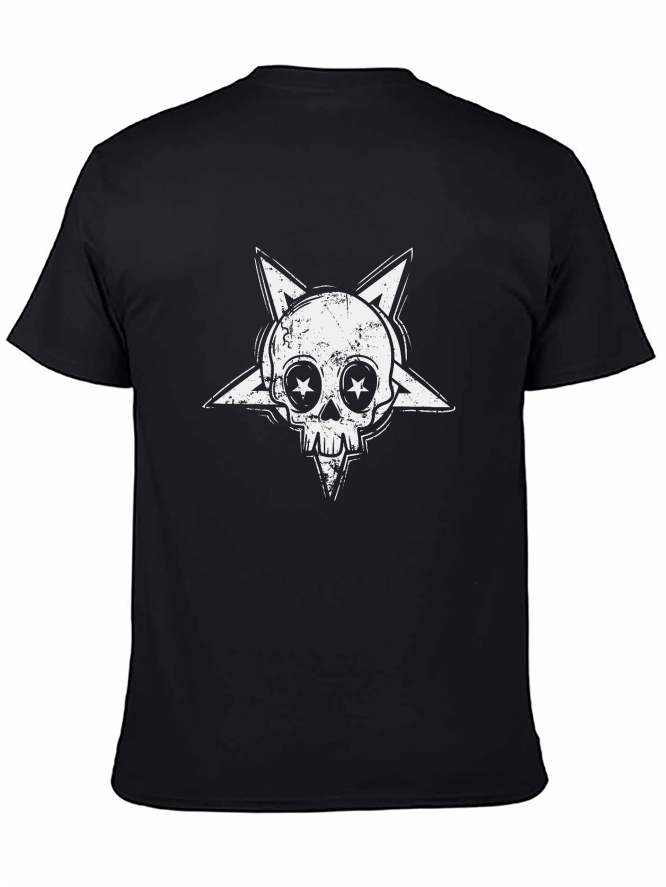 Skull Star Graphic Tee - Black Cotton Blend