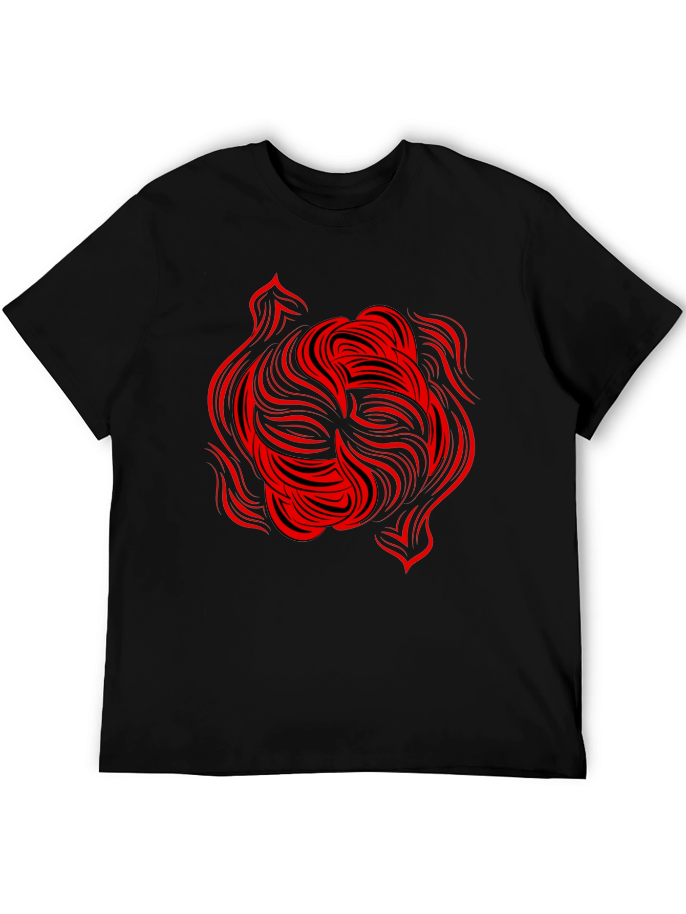 Abstract Red Swirl Graphic Tee - Black