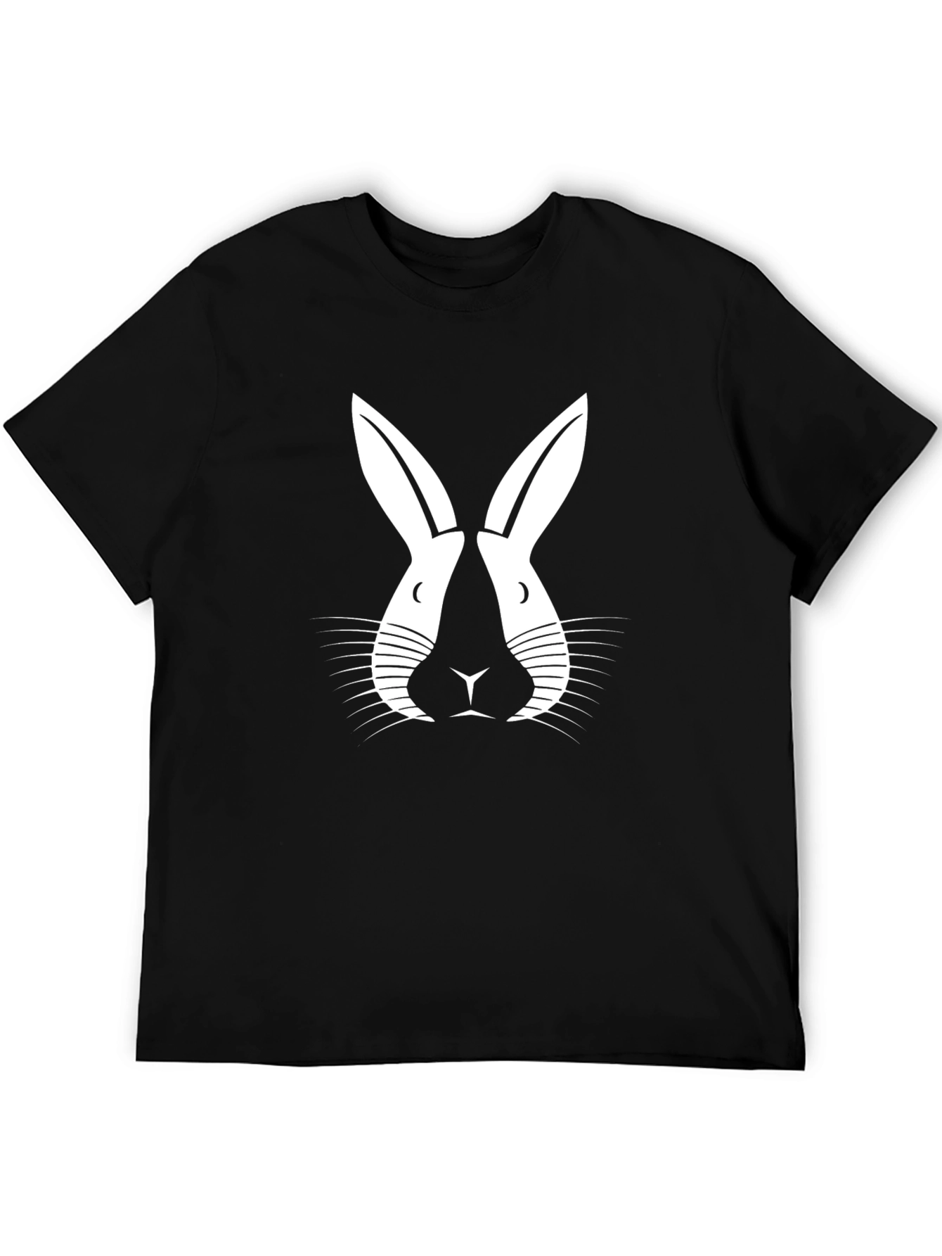 Black T-Shirt with Abstract Rabbit Design