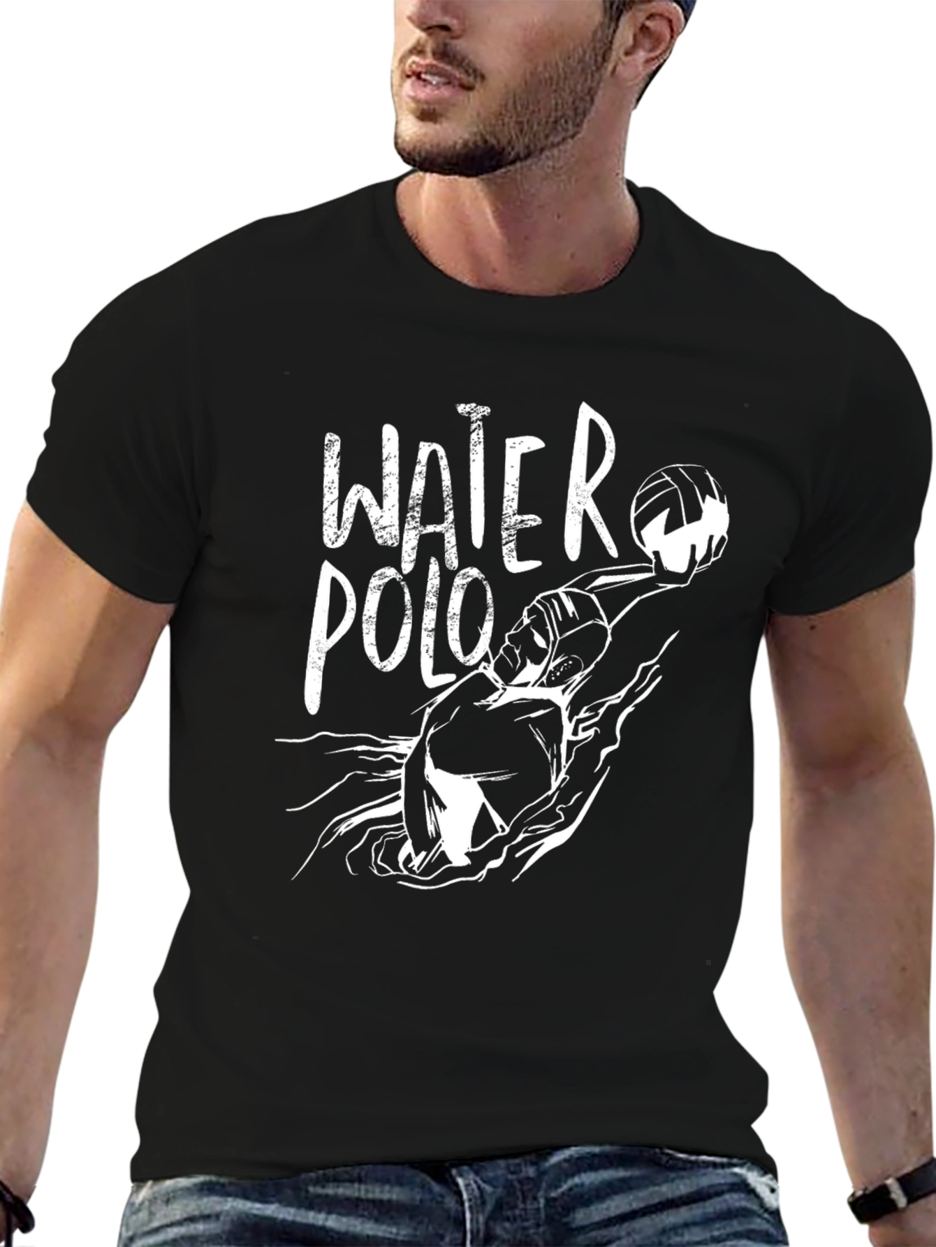 Water Polo Graphic Tee - Black Cotton Shirt