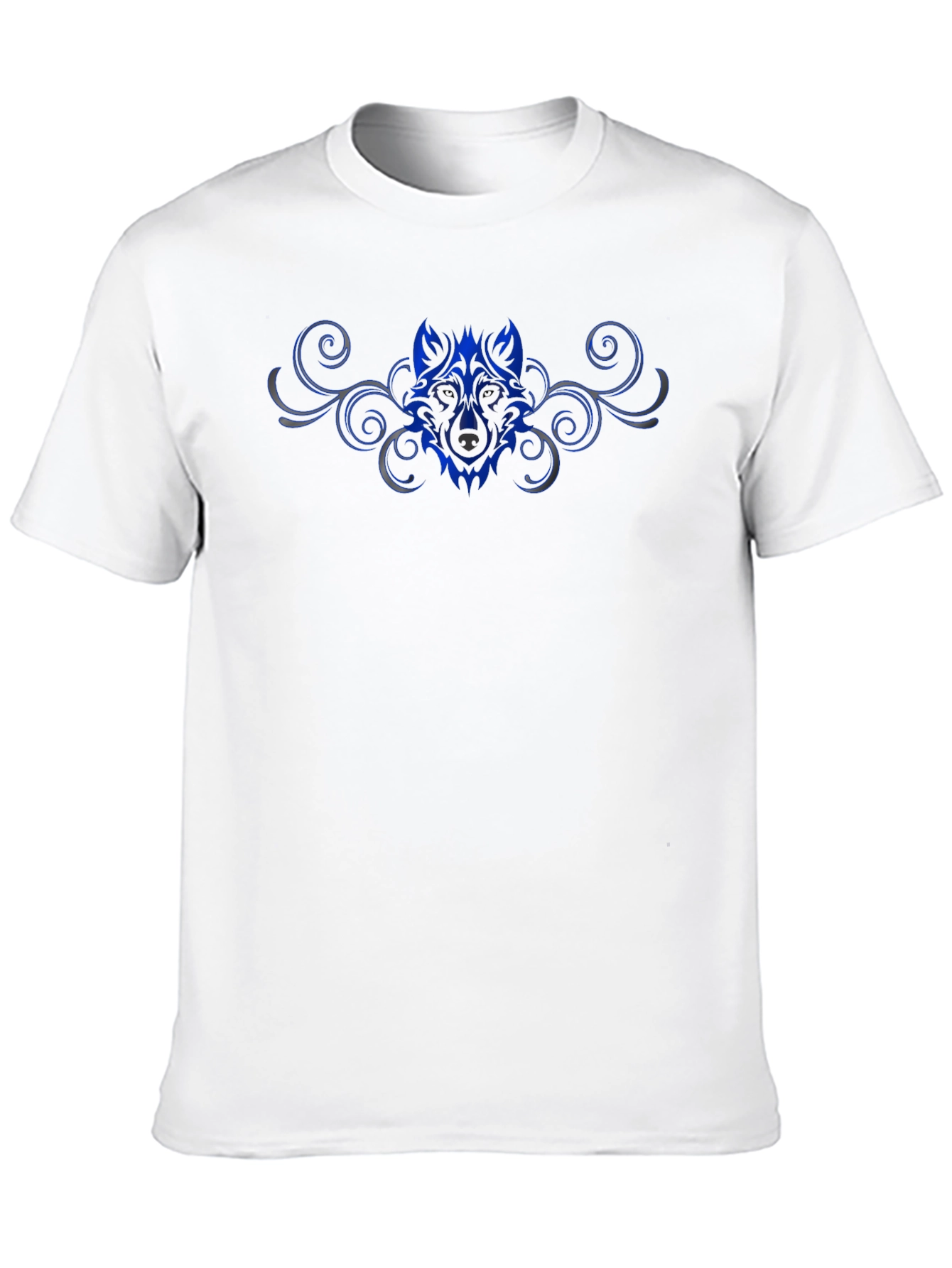 Tribal Wolf Graphic Print Black T-Shirt