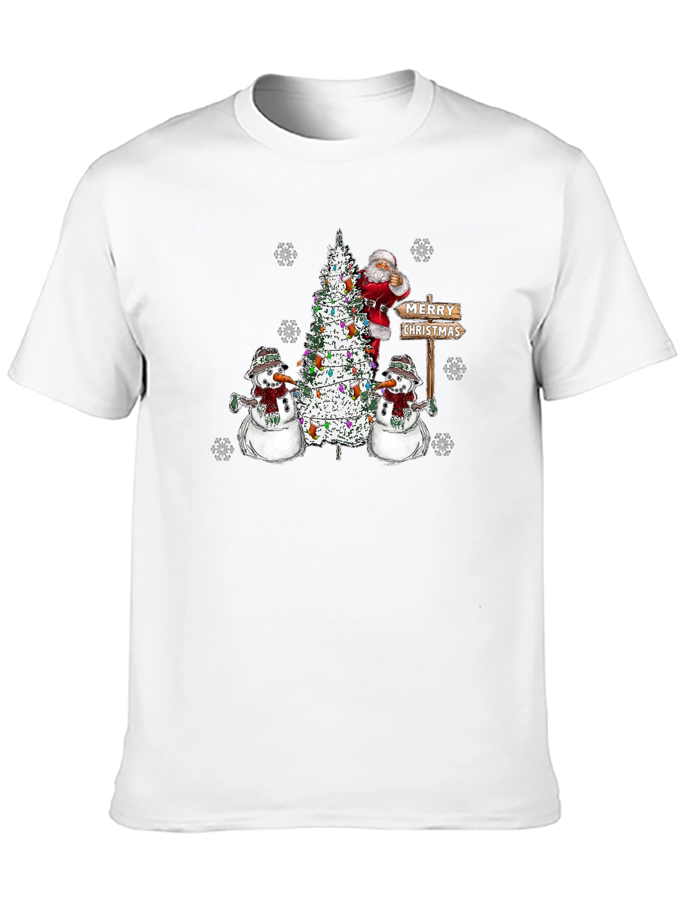 Festive Santa & Snowmen Christmas Graphic T-Shirt