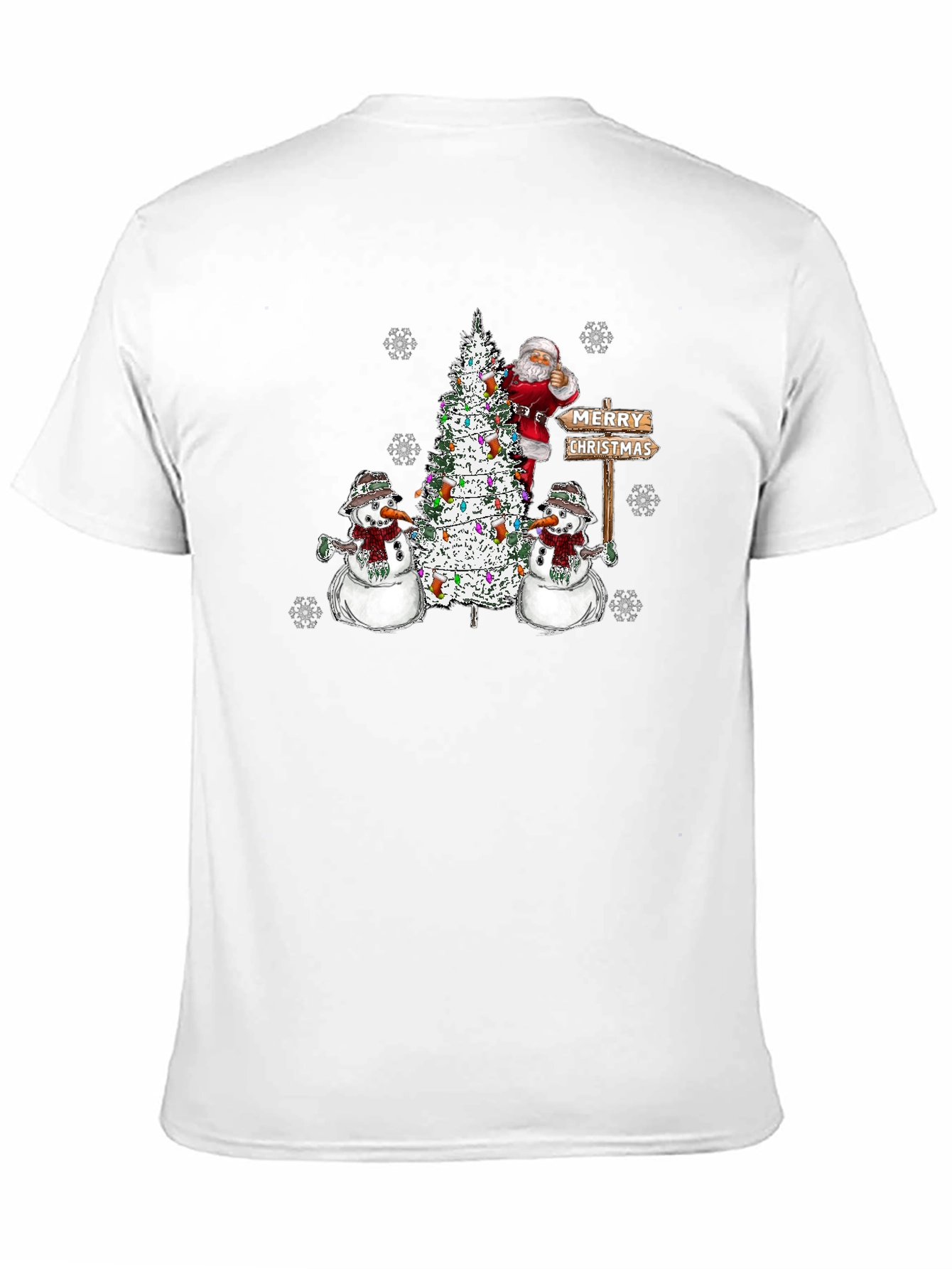 Festive Santa & Snowmen Christmas Graphic T-Shirt