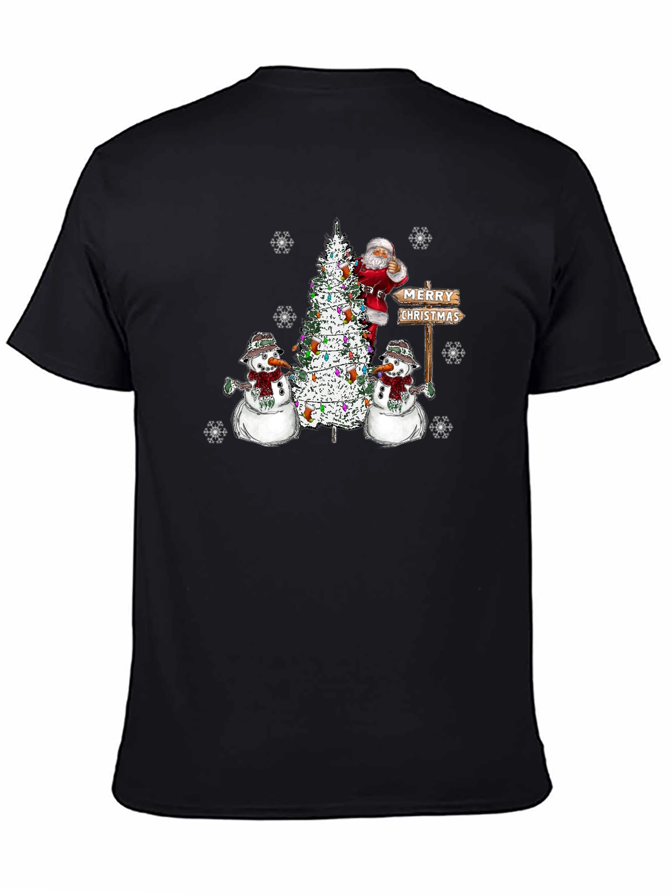 Festive Santa & Snowmen Christmas Graphic T-Shirt