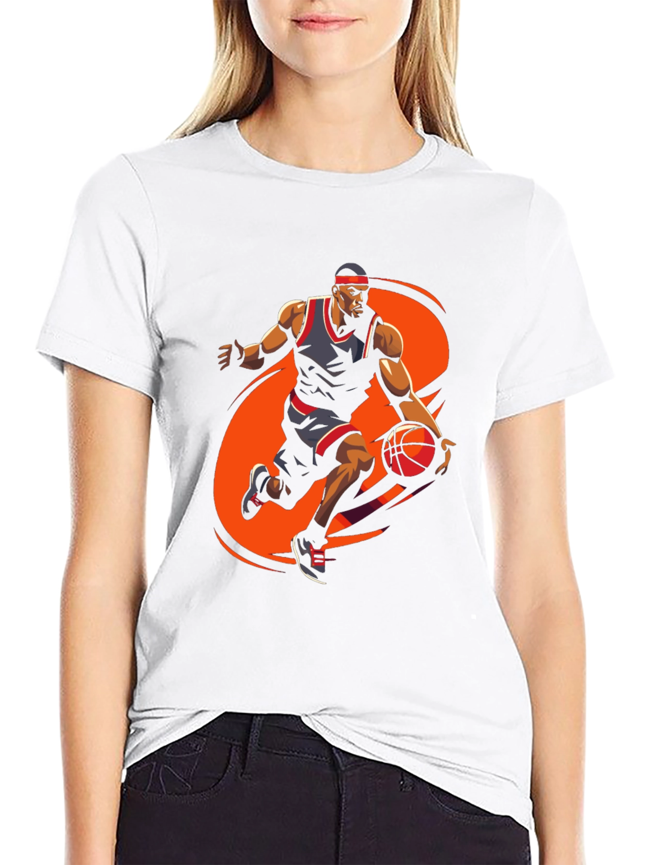 Basketball Player Graphic Tee - Stylish Black Cotton T-Shirt