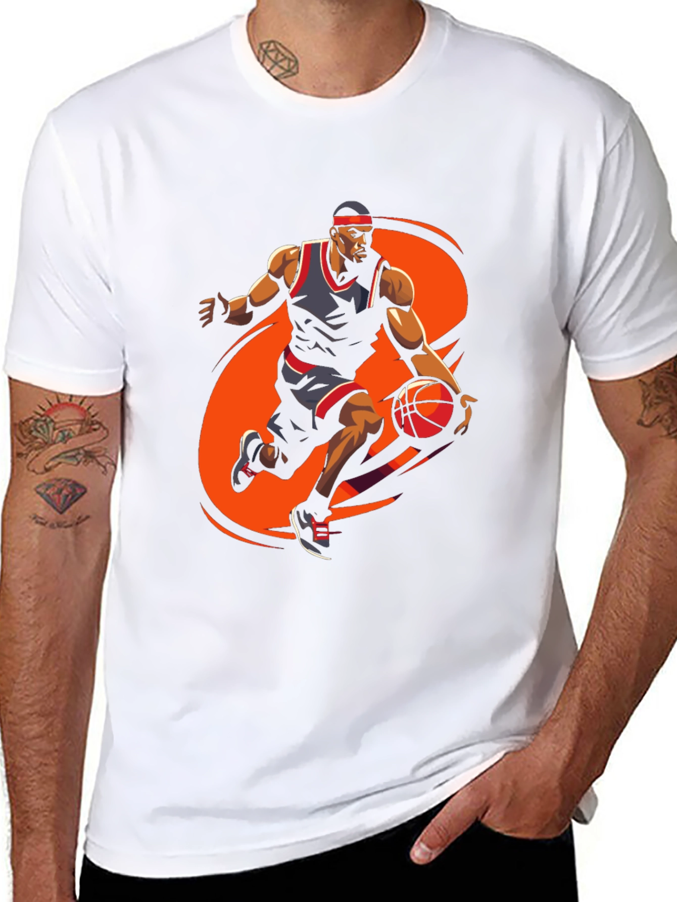 Basketball Player Graphic Tee - Stylish Black Cotton T-Shirt