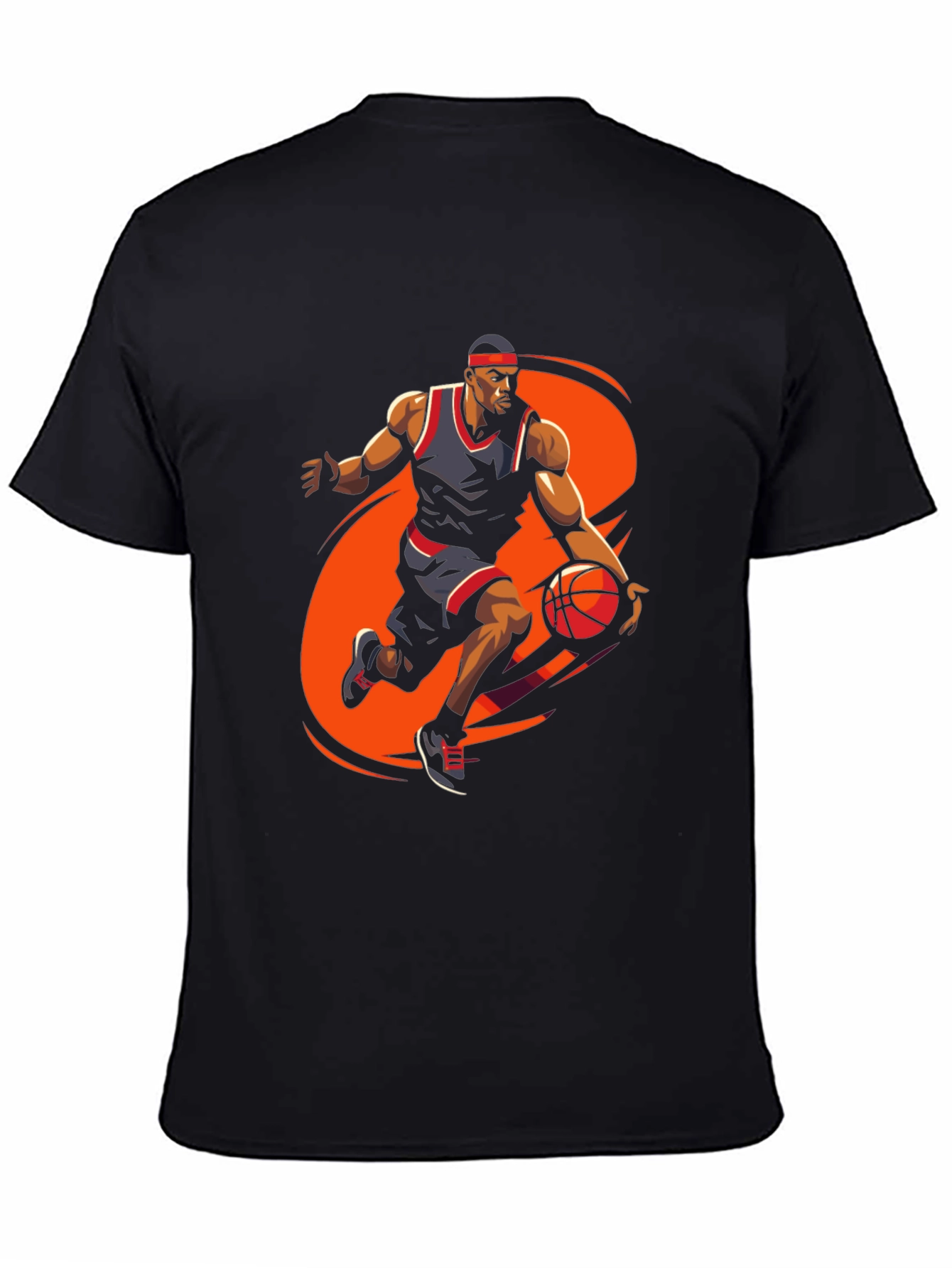 Basketball Player Graphic Tee - Stylish Black Cotton T-Shirt