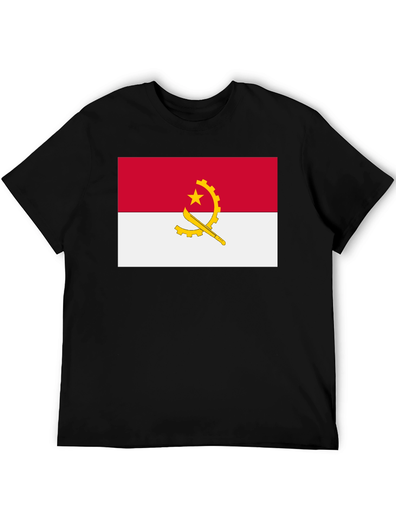 Angola Flag Graphic Tee - Black Cotton T-Shirt