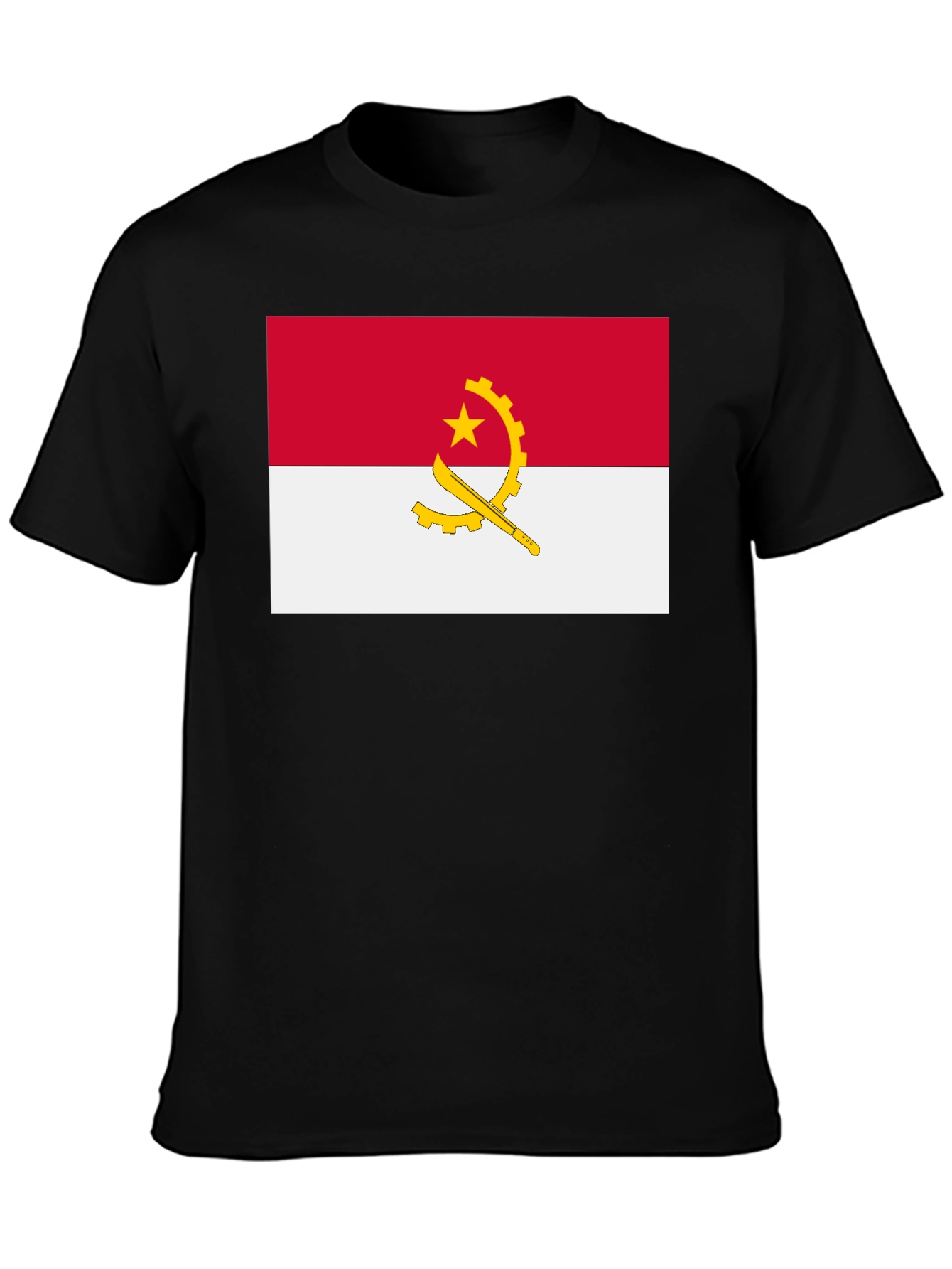 Angola Flag Graphic Tee - Black Cotton T-Shirt