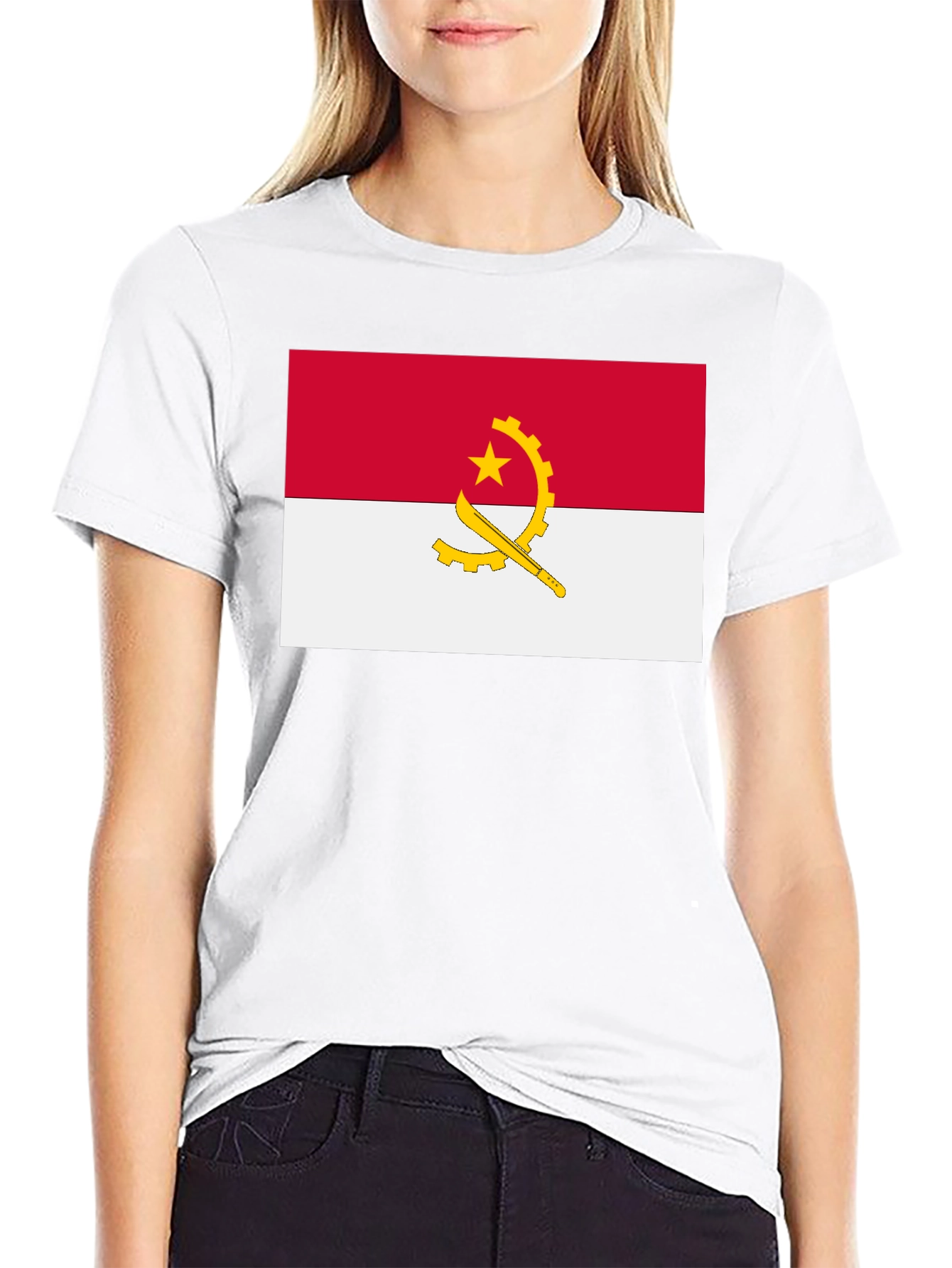 Angola Flag Graphic Tee - Black Cotton T-Shirt