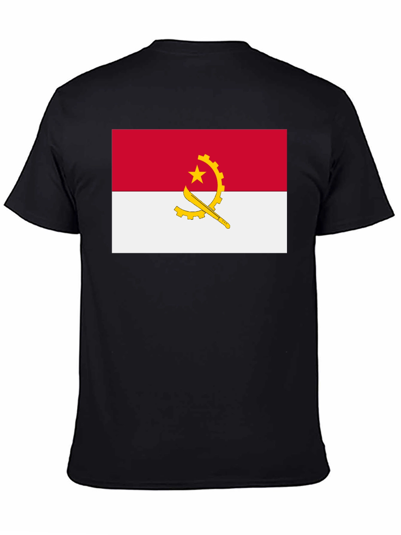 Angola Flag Graphic Tee - Black Cotton T-Shirt