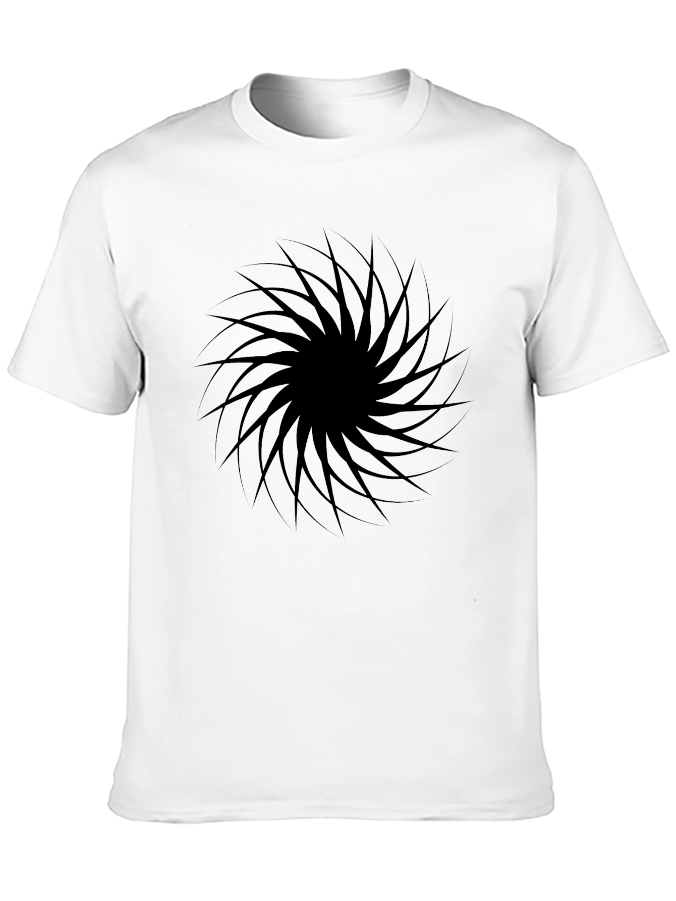 Mens Black Graphic Tee - Abstract Swirl Design