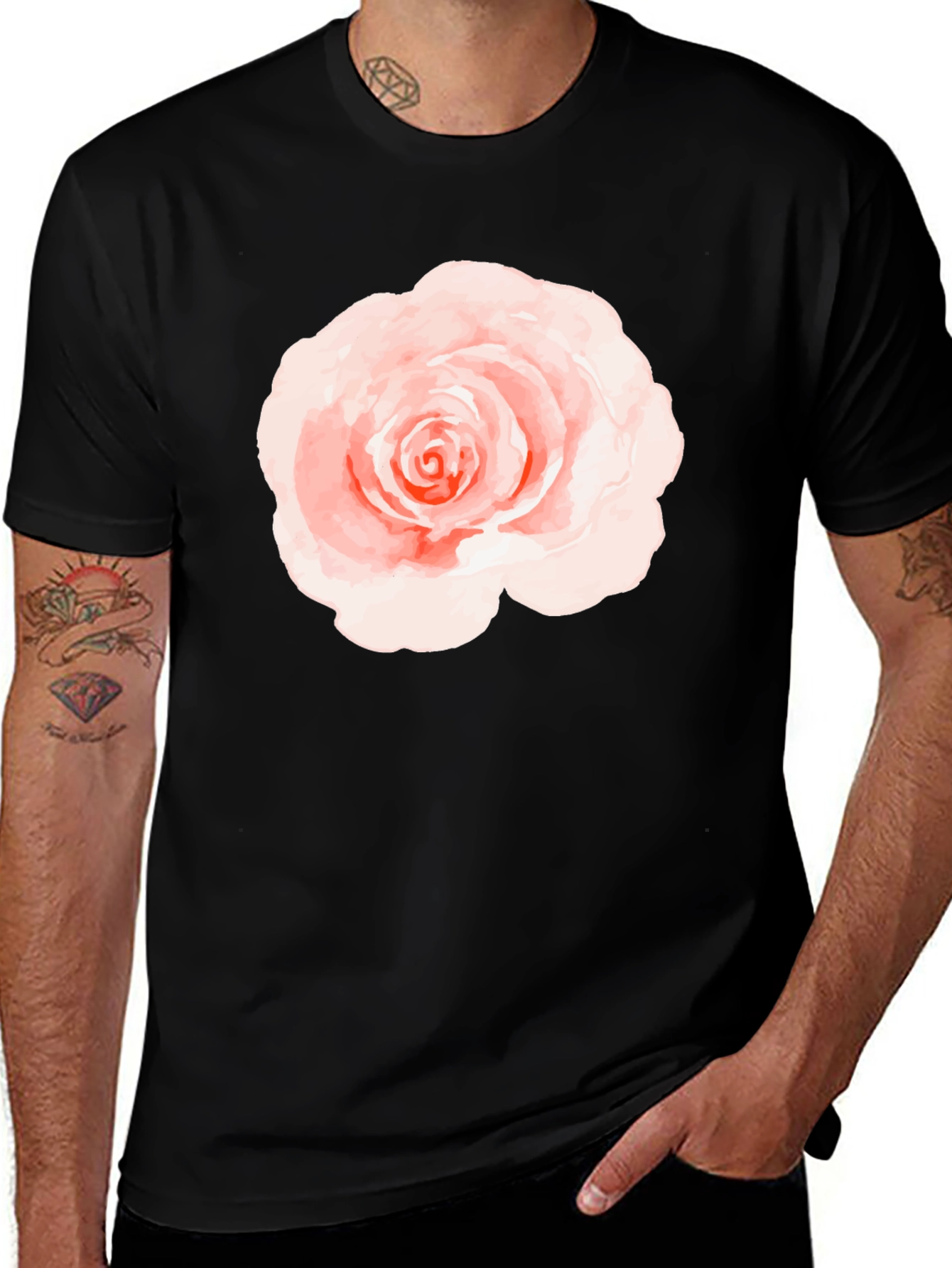 Floral Rose Graphic Black T-Shirt