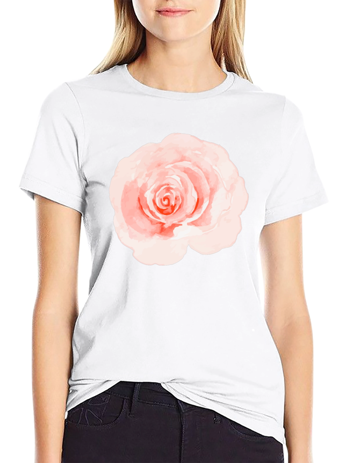 Floral Rose Graphic Black T-Shirt
