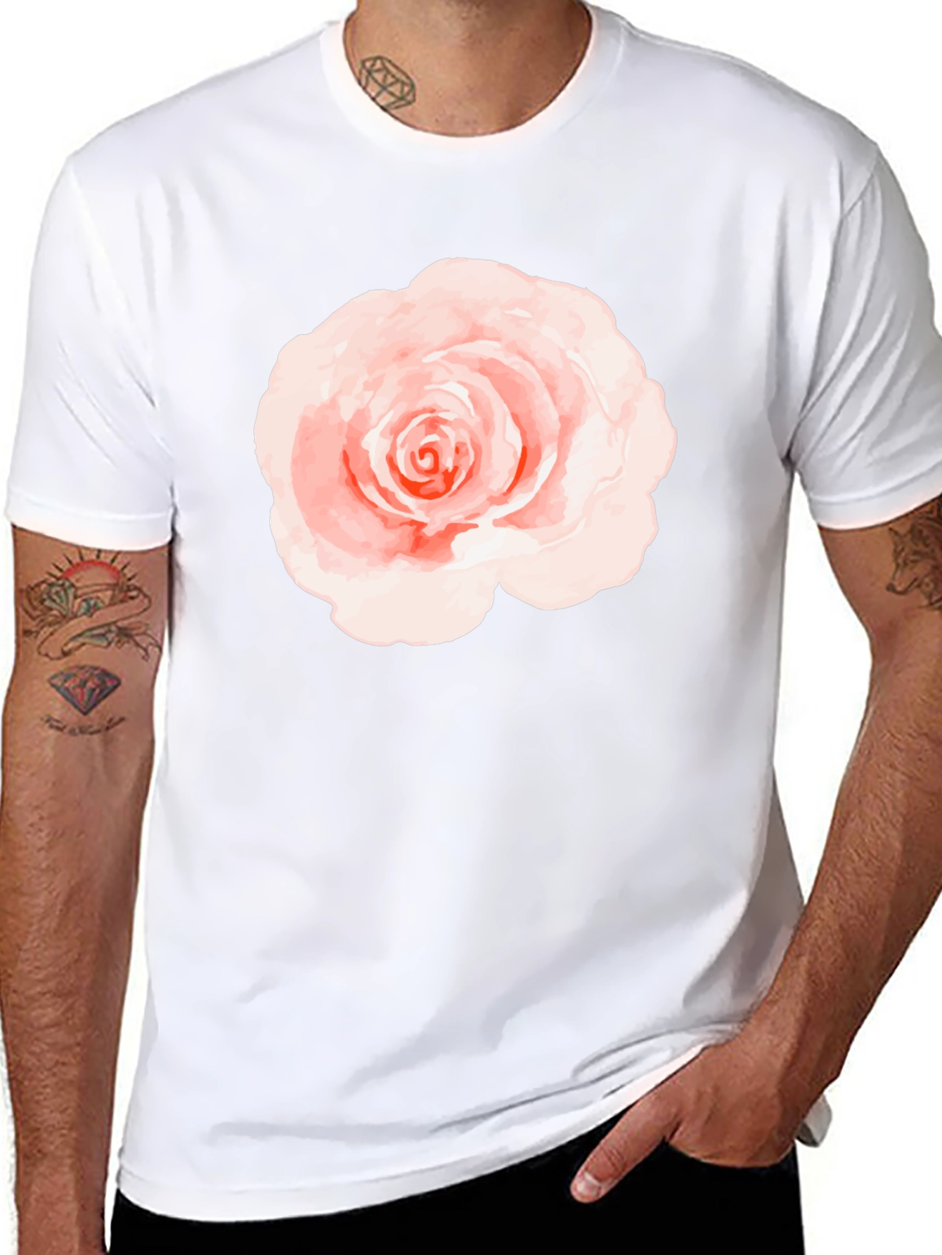 Floral Rose Graphic Black T-Shirt