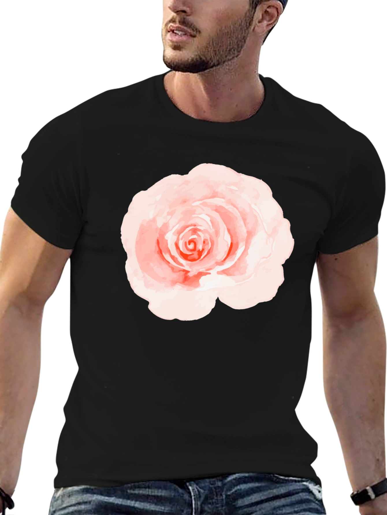 Floral Rose Graphic Black T-Shirt