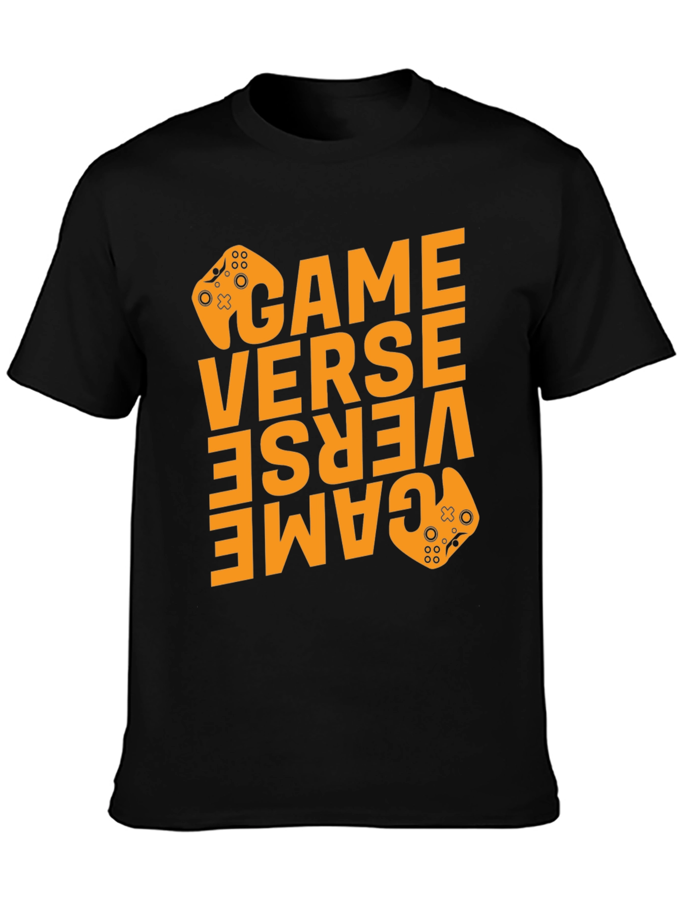 Game Verse Graphic Print Black T-Shirt