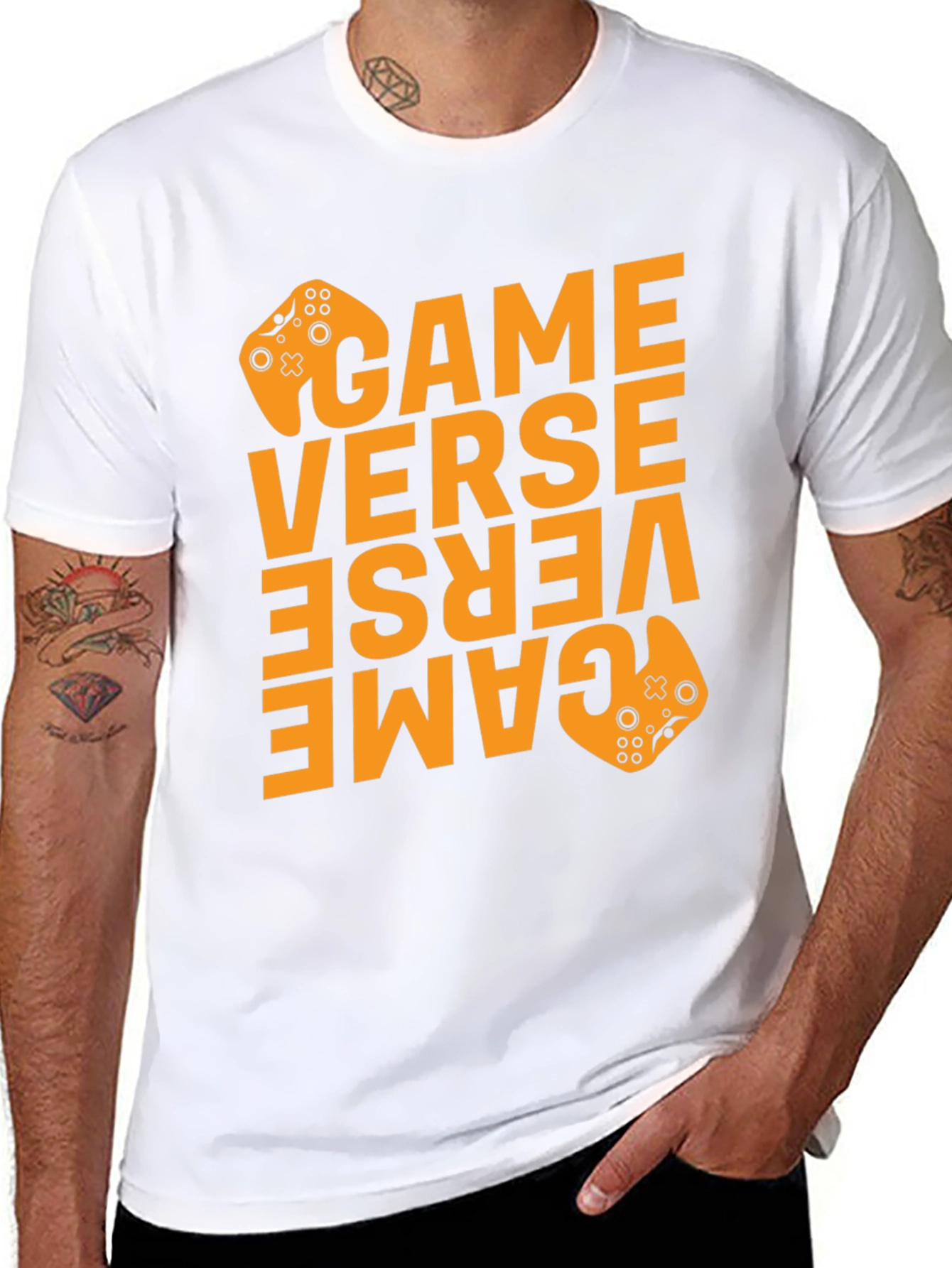 Game Verse Graphic Print Black T-Shirt