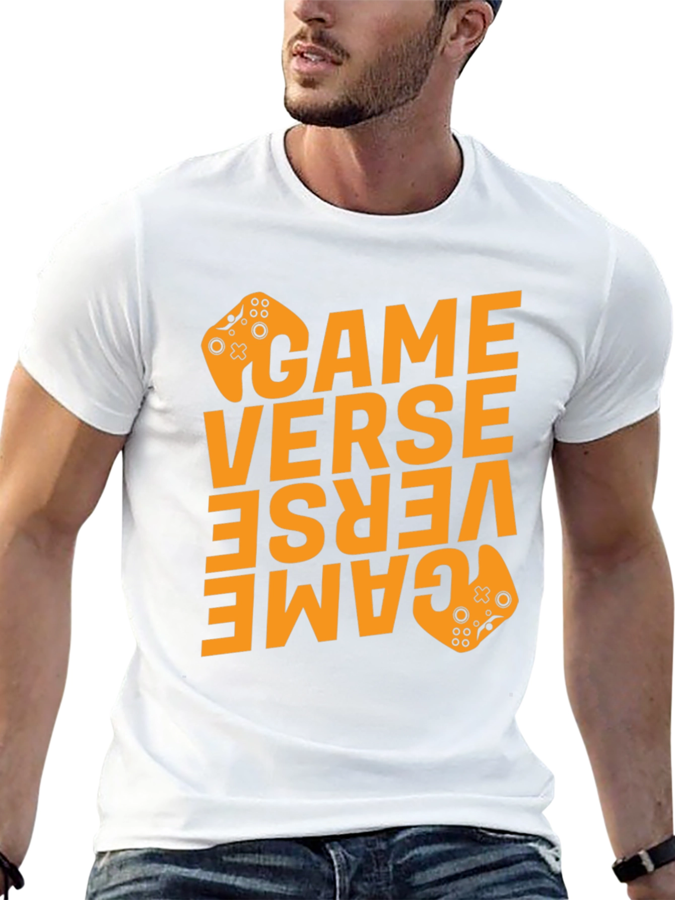 Game Verse Graphic Print Black T-Shirt