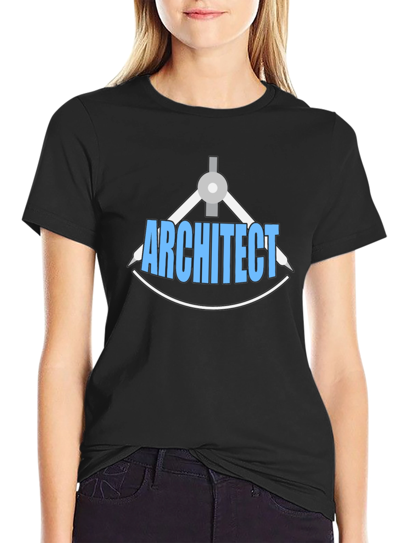 Architect Design T-Shirt - Drafting Compass Blueprint Tee