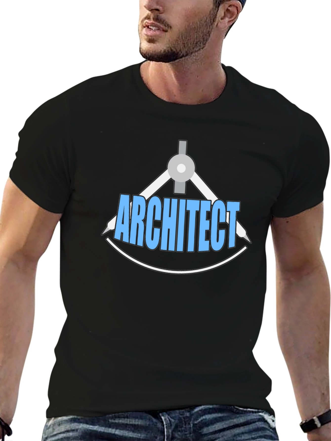 Architect Design T-Shirt - Drafting Compass Blueprint Tee