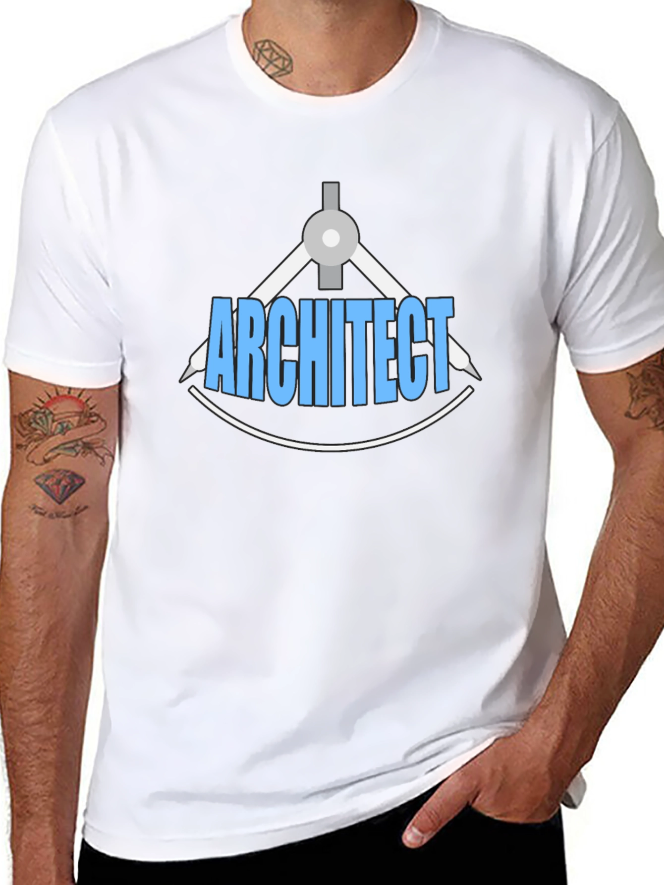Architect Design T-Shirt - Drafting Compass Blueprint Tee