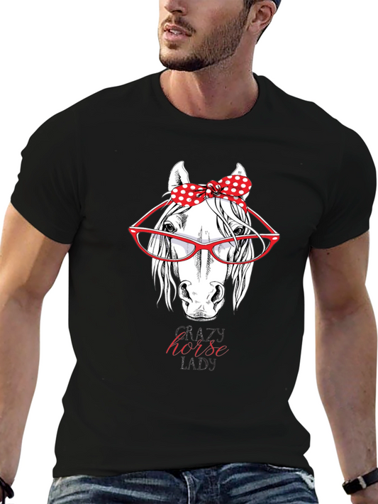Crazy Horse Lady T-Shirt - Cute Animal Graphic Tee