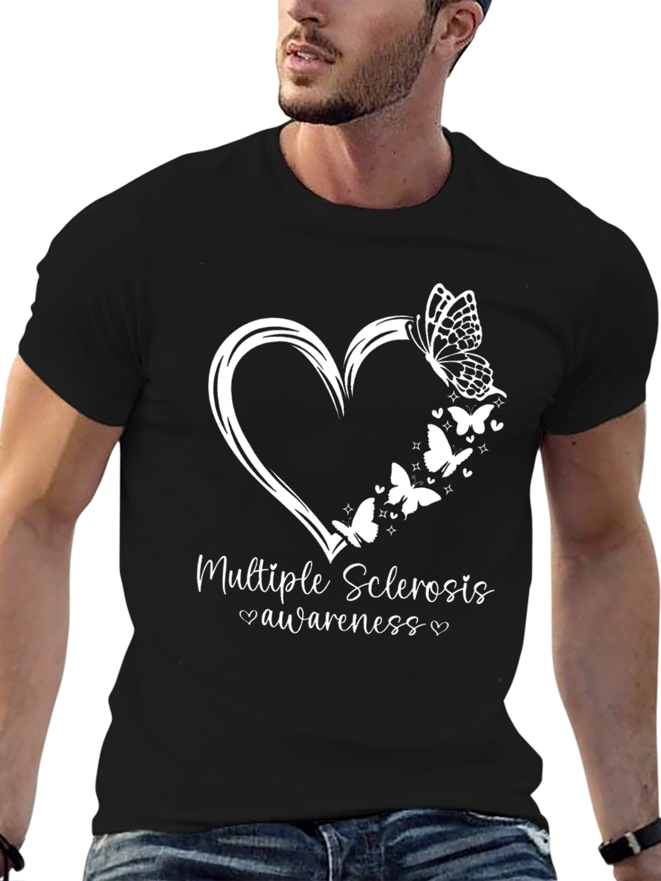 Multiple Sclerosis Awareness Butterfly Heart T-Shirt