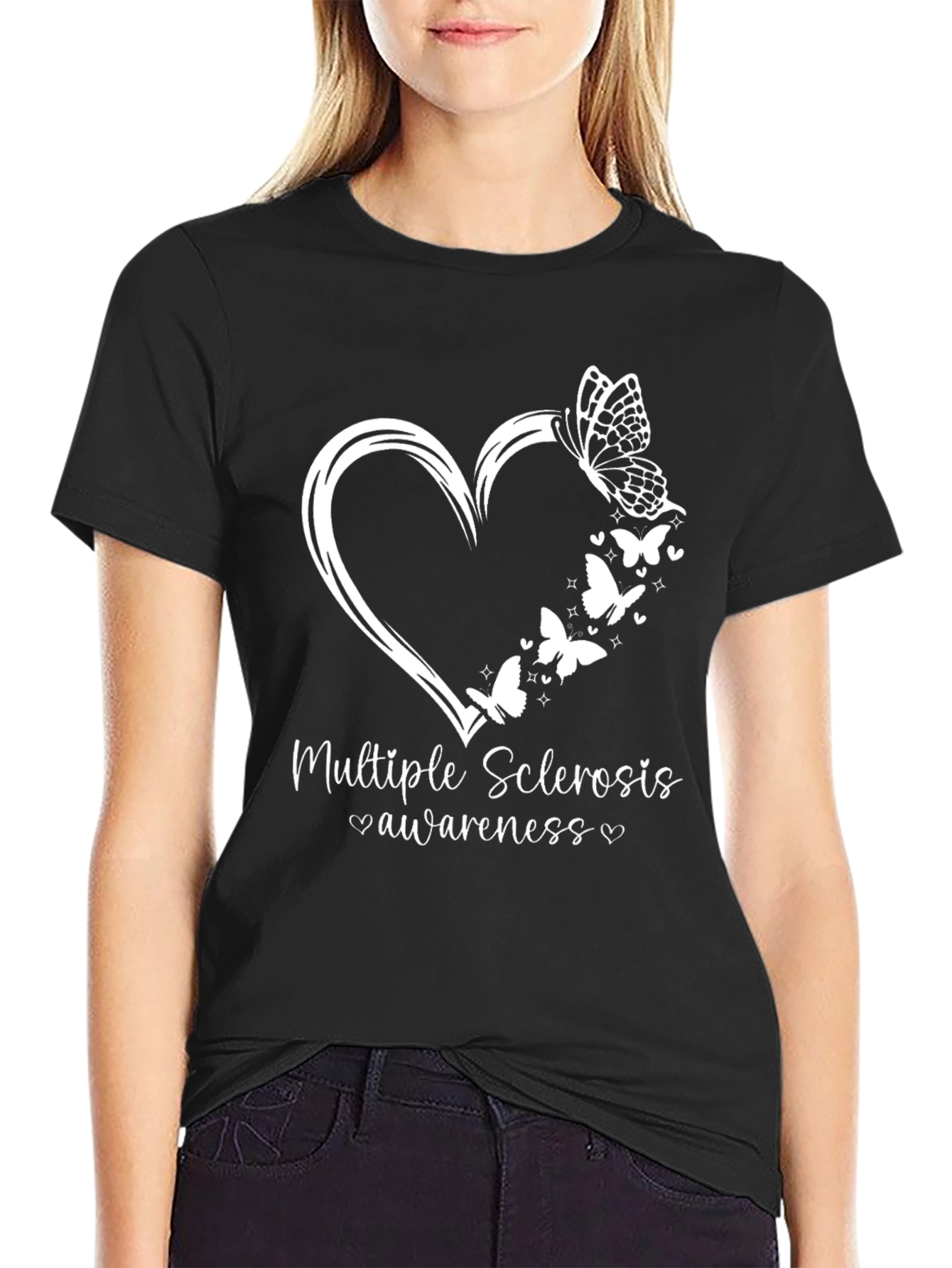 Multiple Sclerosis Awareness Butterfly Heart T-Shirt