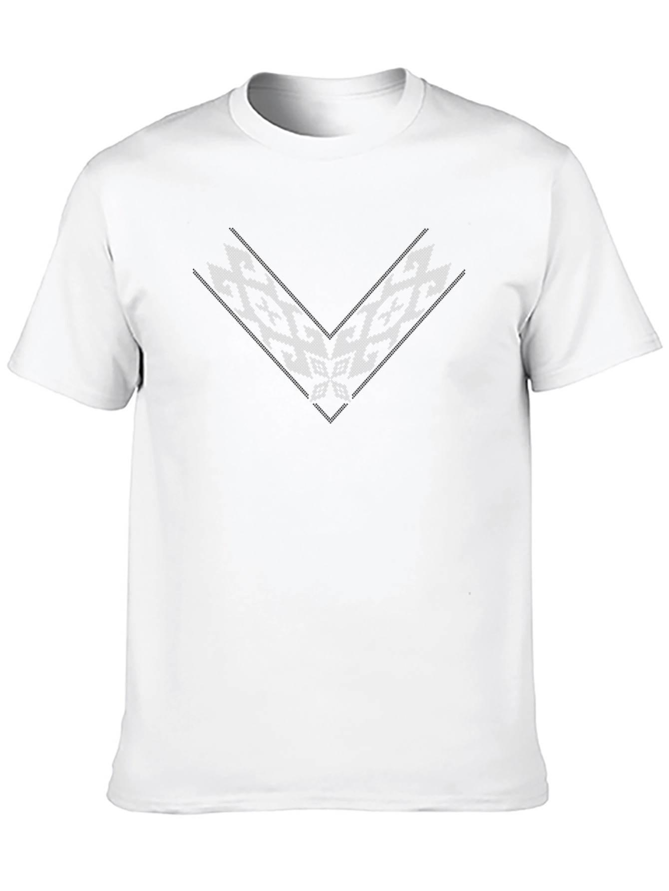 Embroidered V-Neck Mens Black T-Shirt