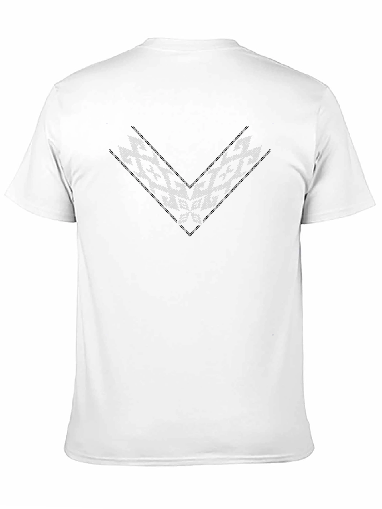 Embroidered V-Neck Mens Black T-Shirt