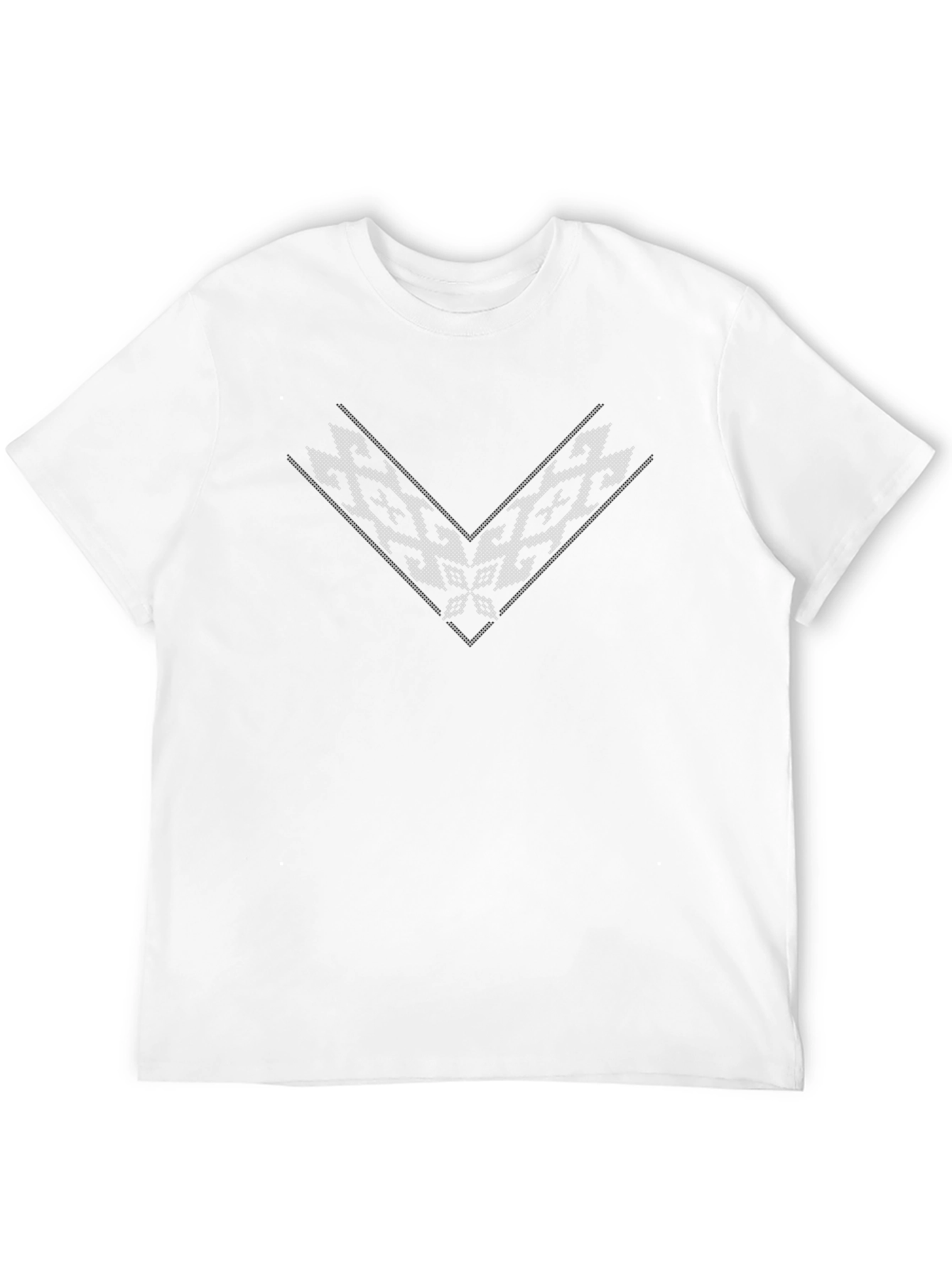 Embroidered V-Neck Mens Black T-Shirt
