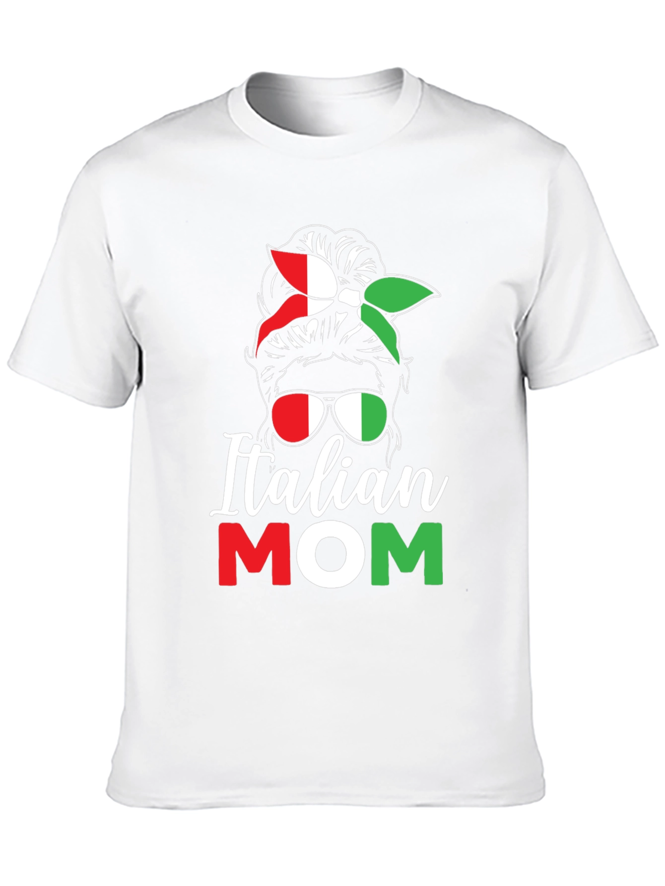 Italian Mom T-Shirt - Messy Bun Italy Flag Tee