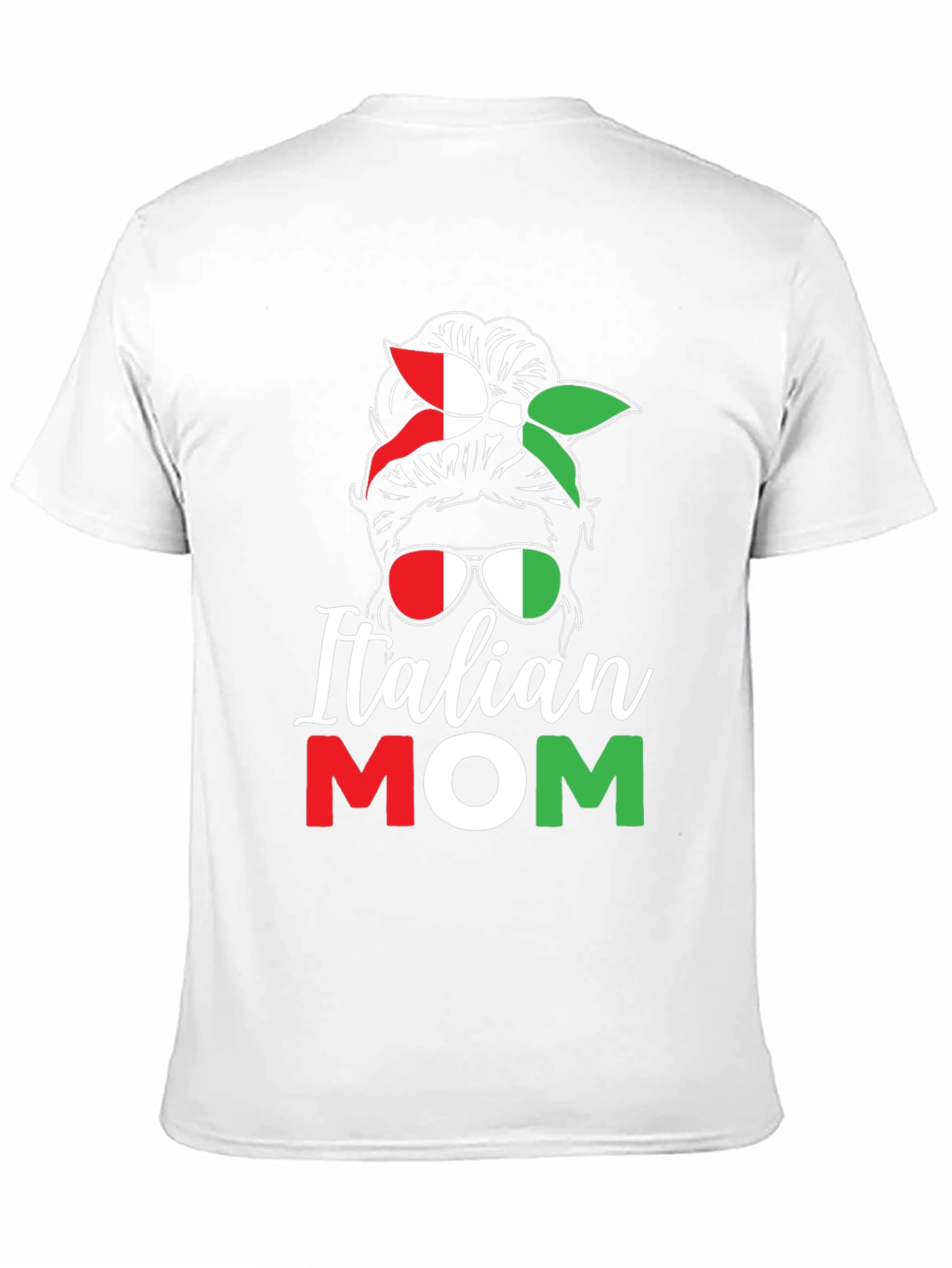 Italian Mom T-Shirt - Messy Bun Italy Flag Tee