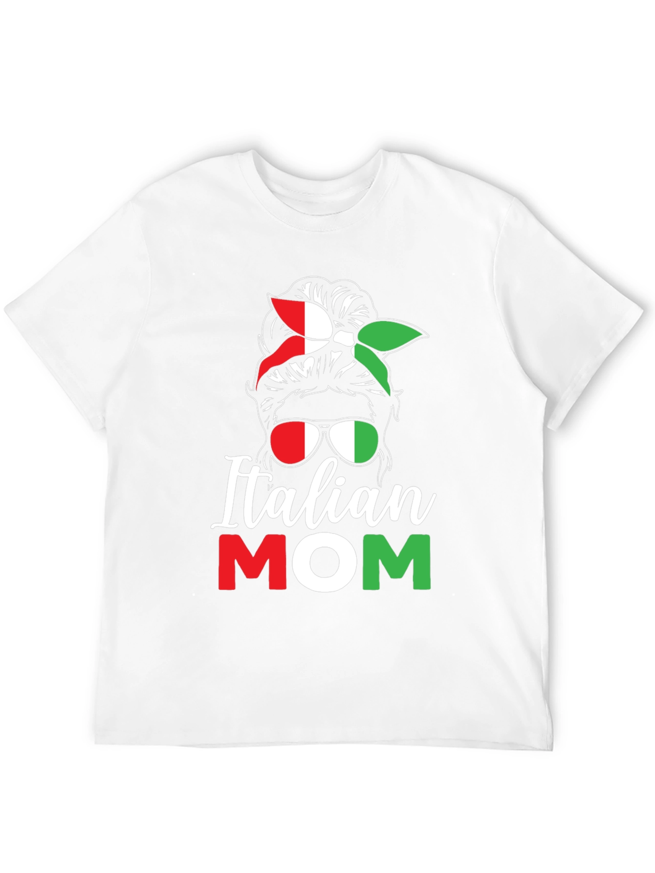 Italian Mom T-Shirt - Messy Bun Italy Flag Tee