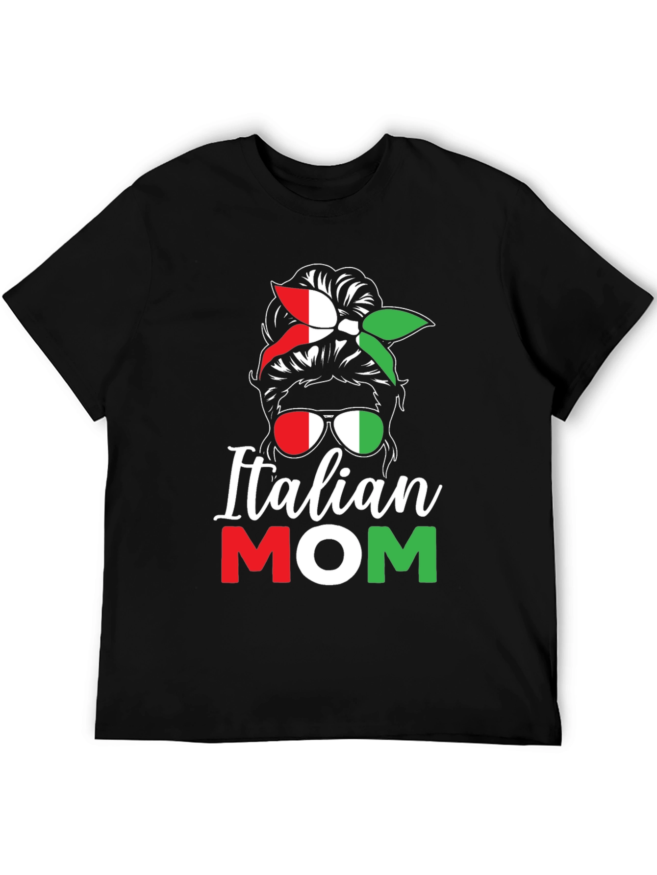 Italian Mom T-Shirt - Messy Bun Italy Flag Tee