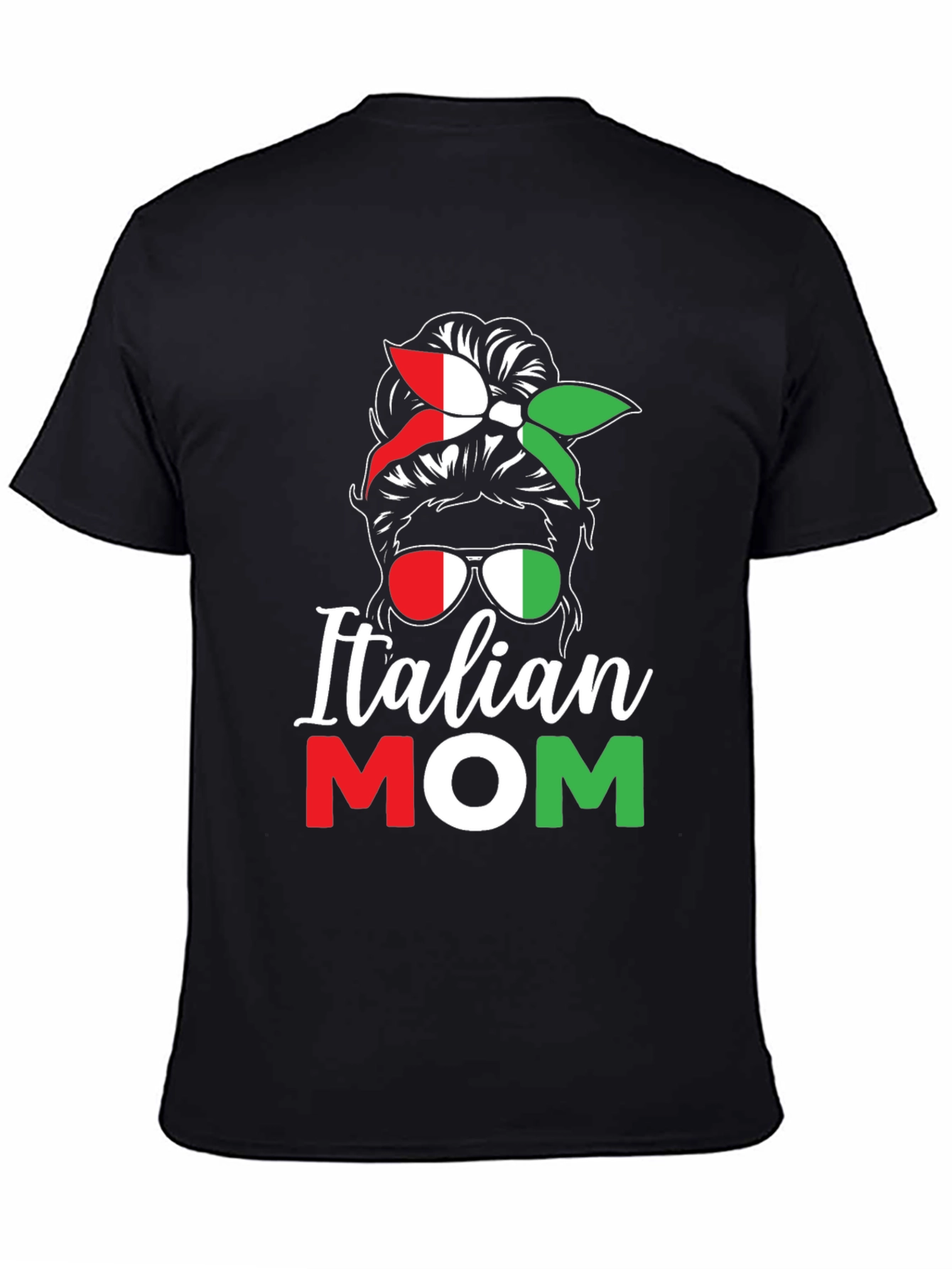 Italian Mom T-Shirt - Messy Bun Italy Flag Tee