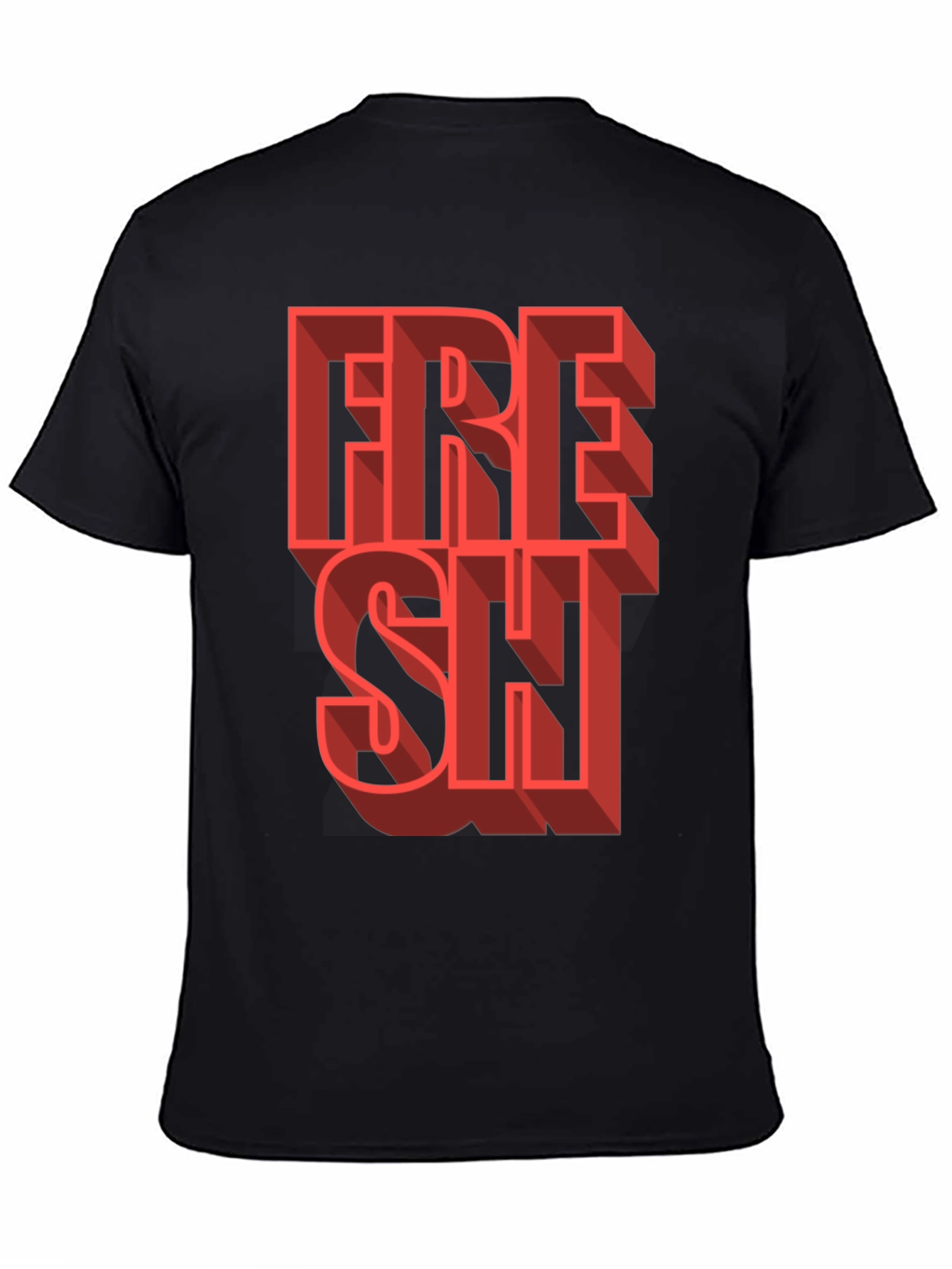 Fresh Graphic Tee - Trendy 3D Lettering Black T-Shirt