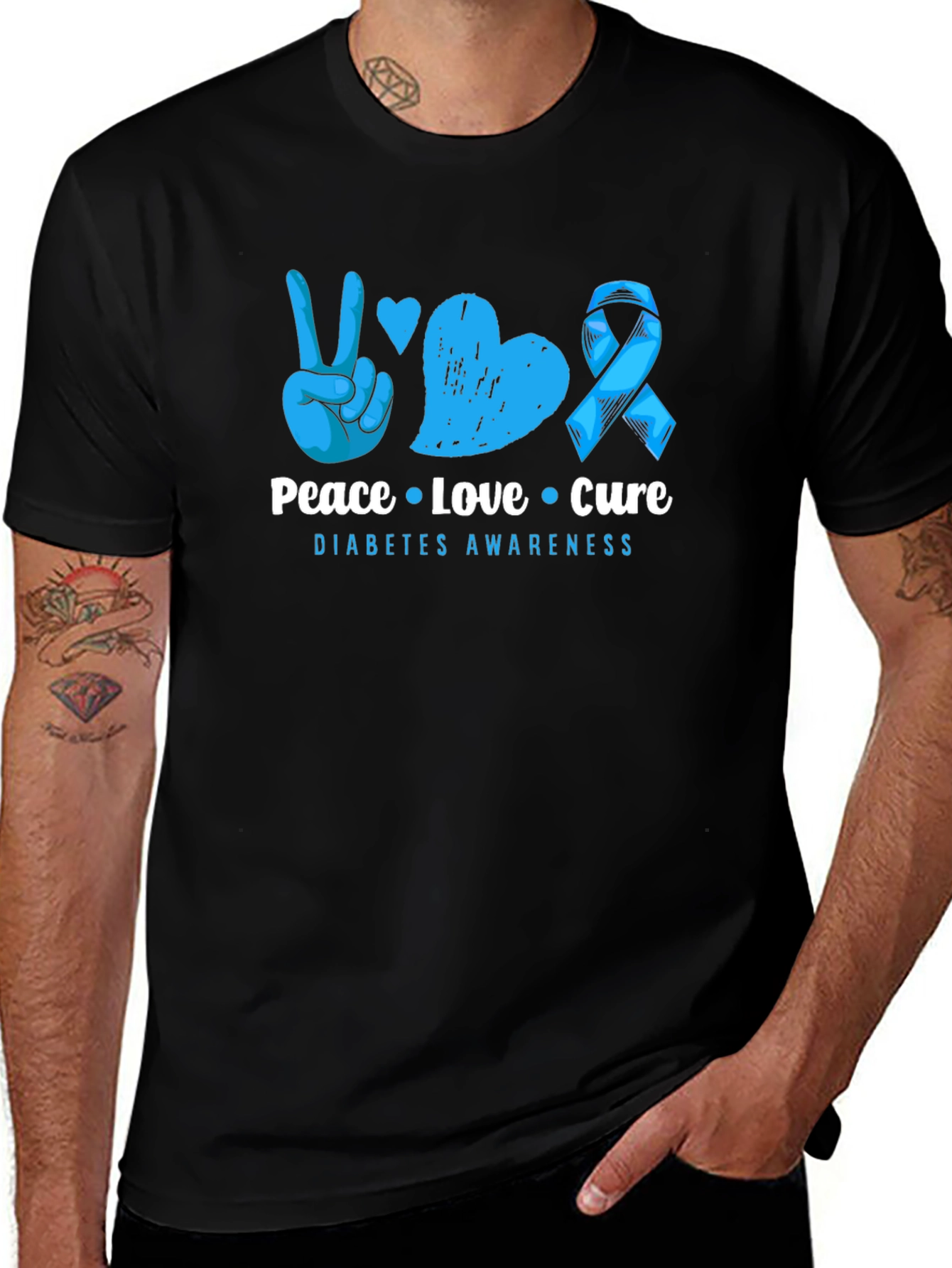 Peace Love Cure Diabetes Awareness T-Shirt
