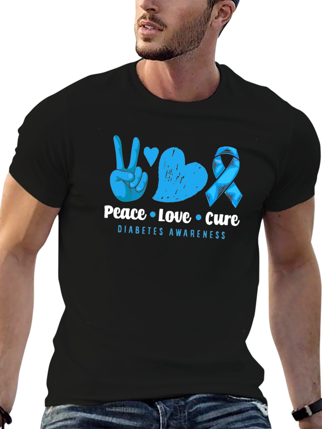 Peace Love Cure Diabetes Awareness T-Shirt
