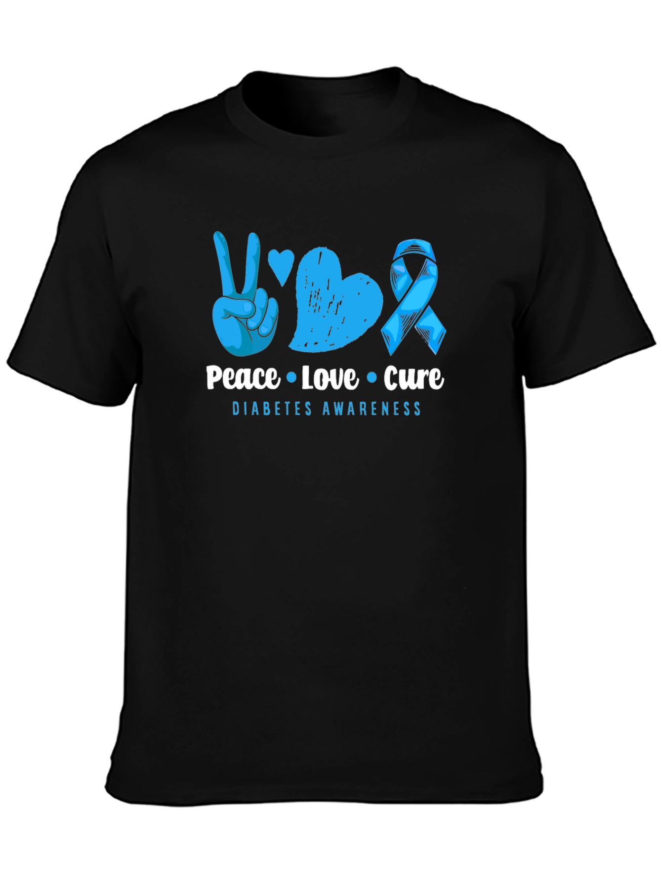 Peace Love Cure Diabetes Awareness T-Shirt