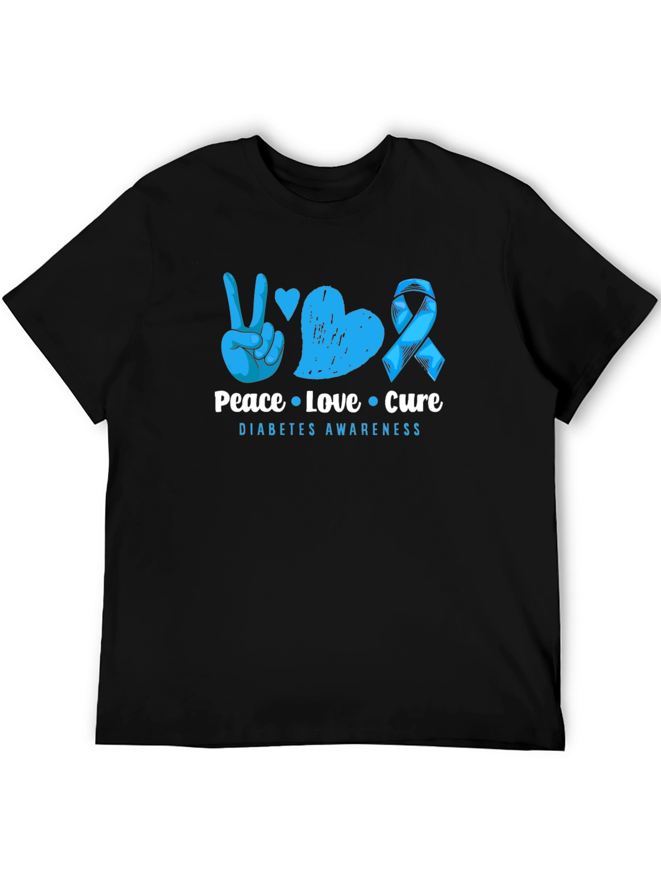 Peace Love Cure Diabetes Awareness T-Shirt