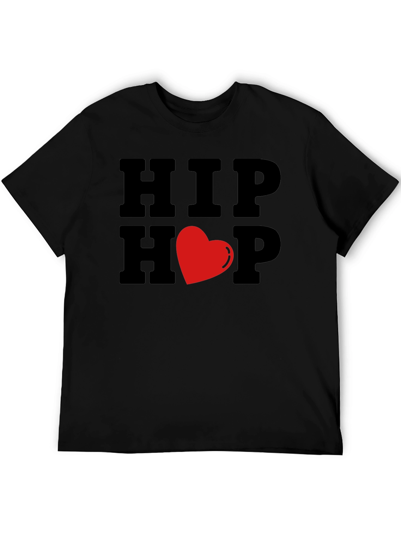 Hip Hop Heart Graphic Black T-Shirt