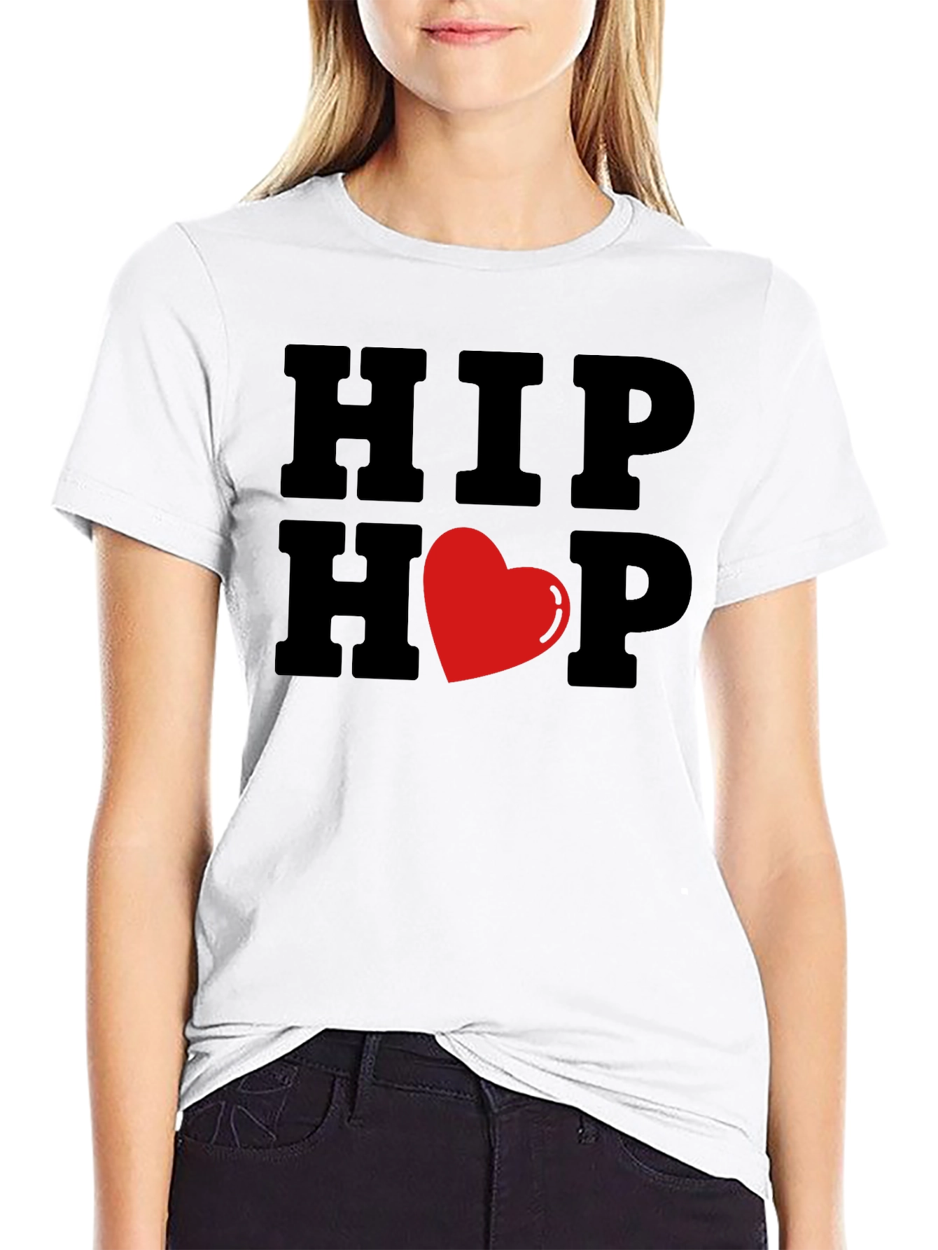 Hip Hop Heart Graphic Black T-Shirt