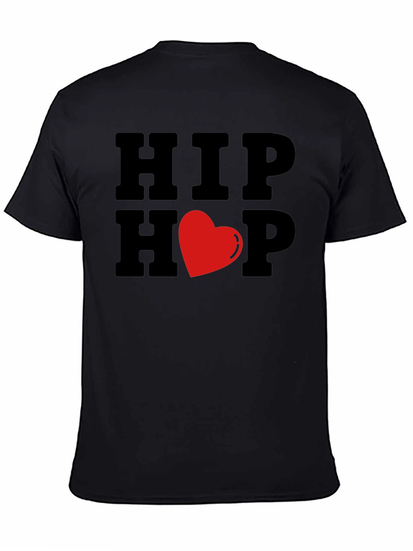Hip Hop Heart Graphic Black T-Shirt