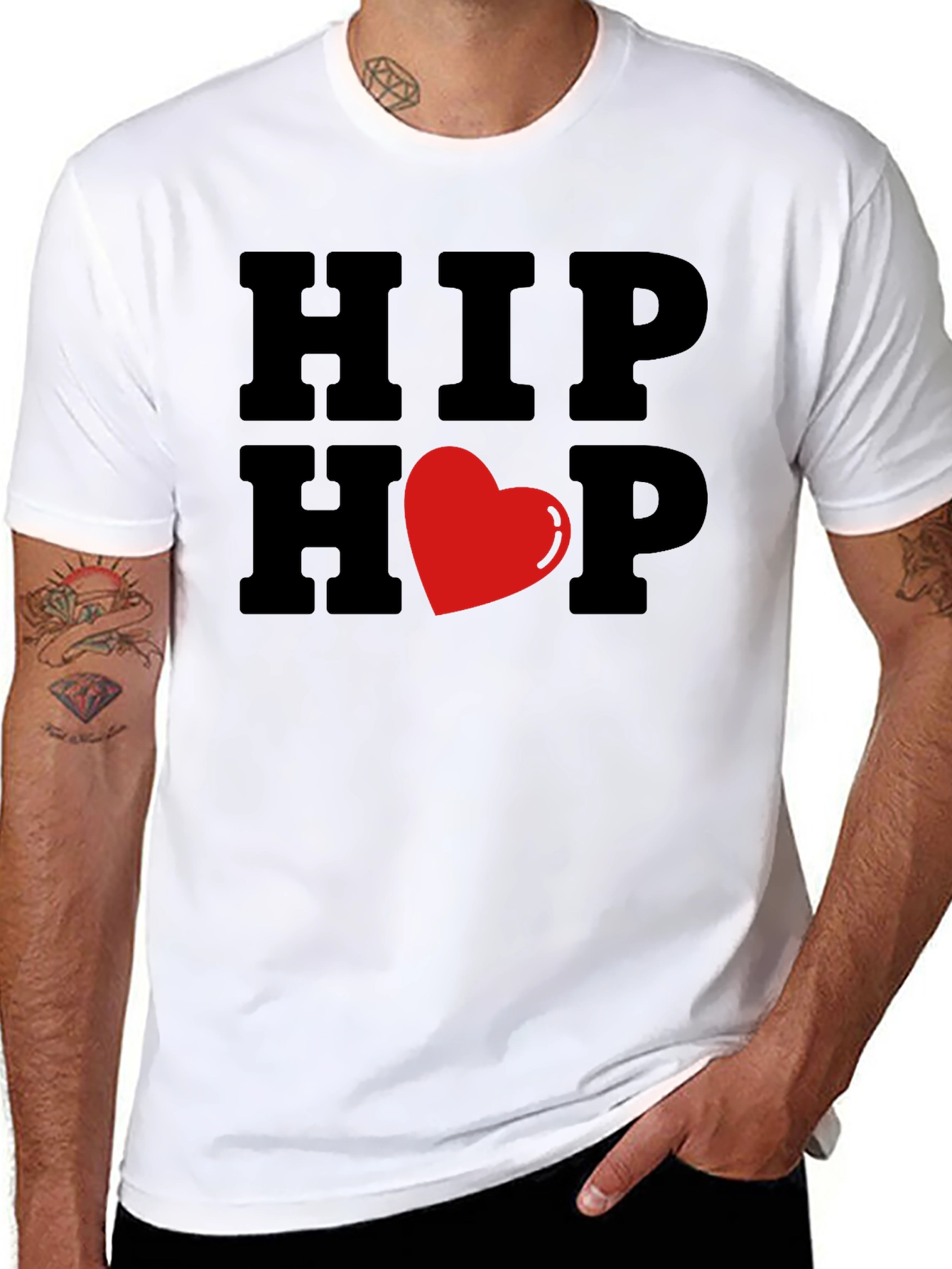Hip Hop Heart Graphic Black T-Shirt