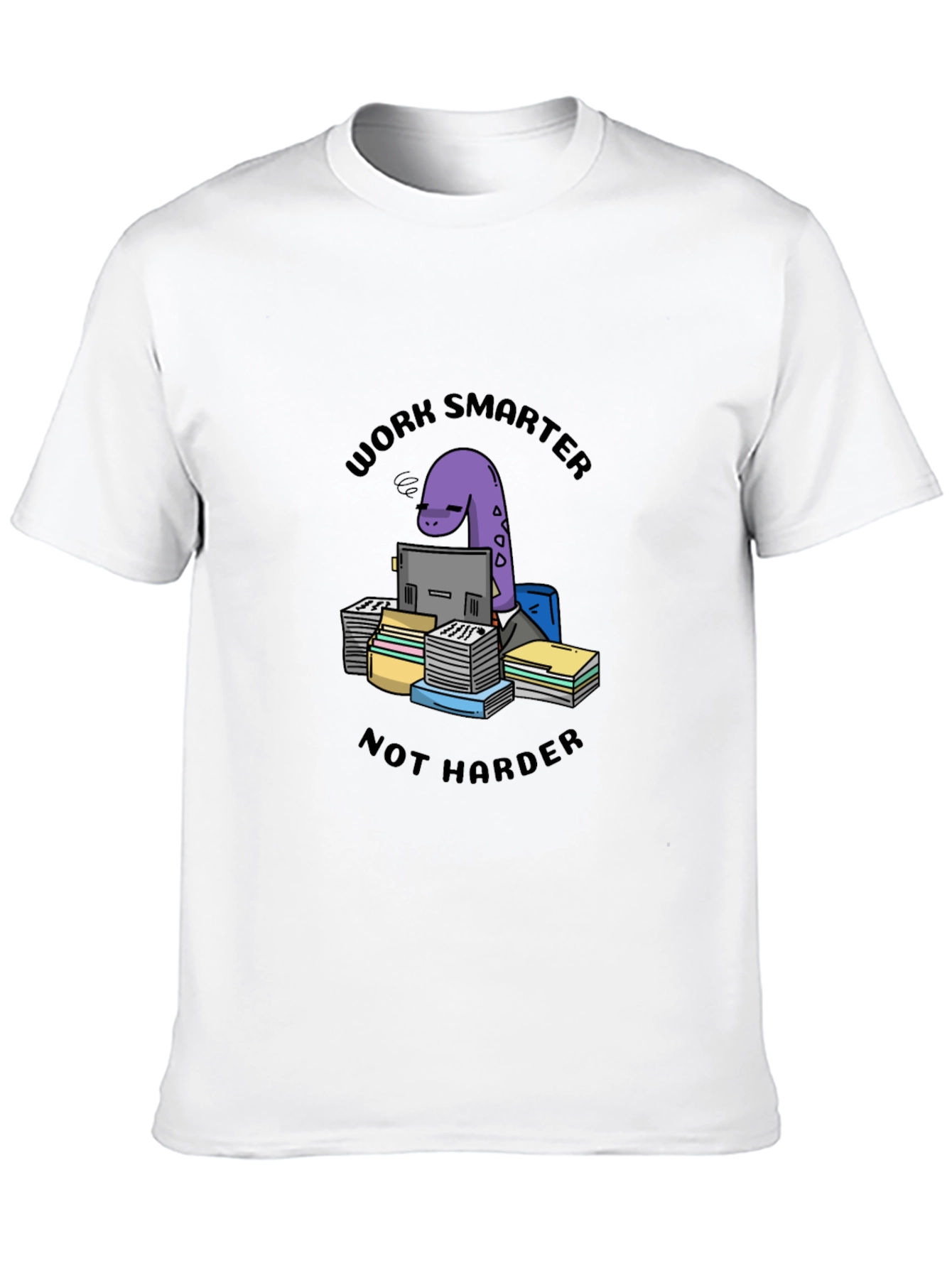 Work Smarter Dinosaur Black T-Shirt