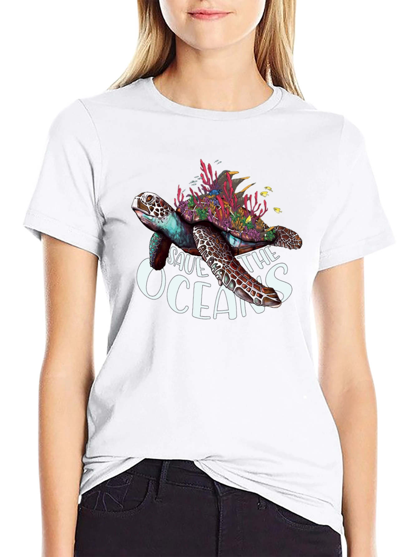 Save the Oceans Turtle Graphic T-Shirt