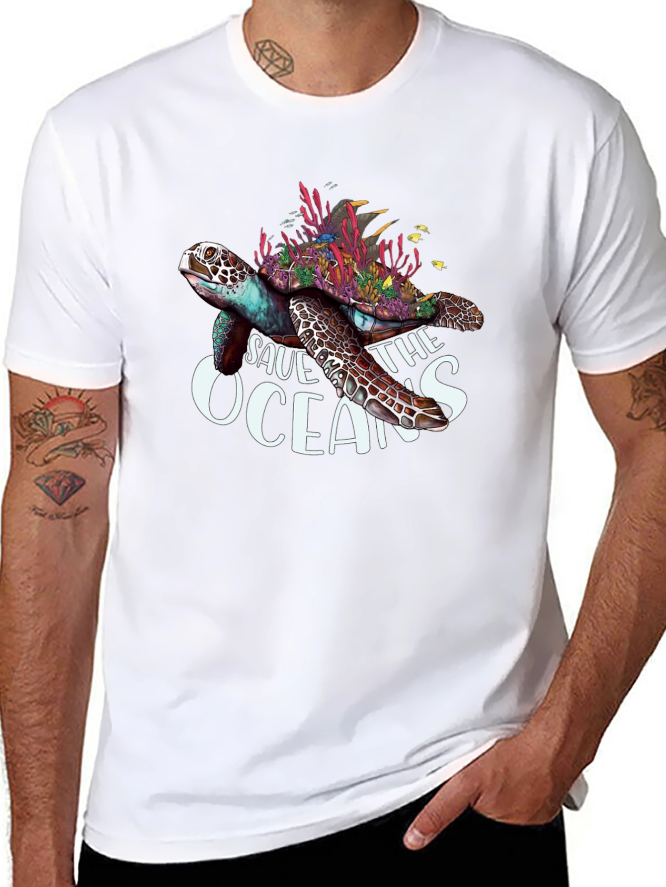 Save the Oceans Turtle Graphic T-Shirt